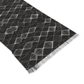 Geometric Diamond Light Scarf — Black Knit Fringe Wrap