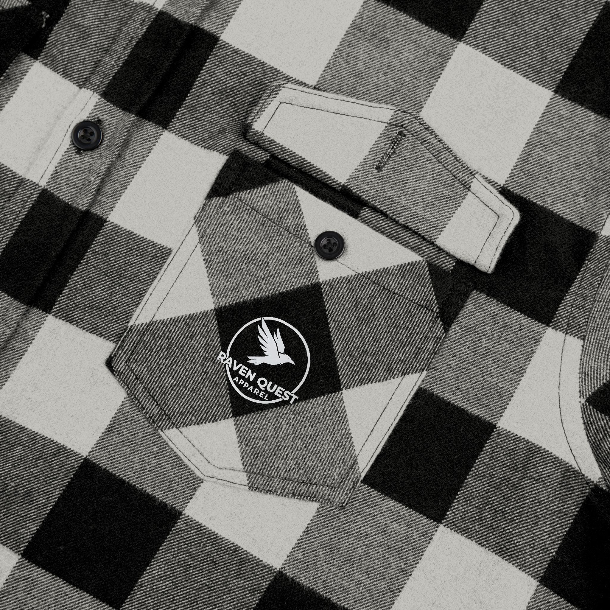 Black & White Buffalo Plaid Flannel Shirt| Raven Quest