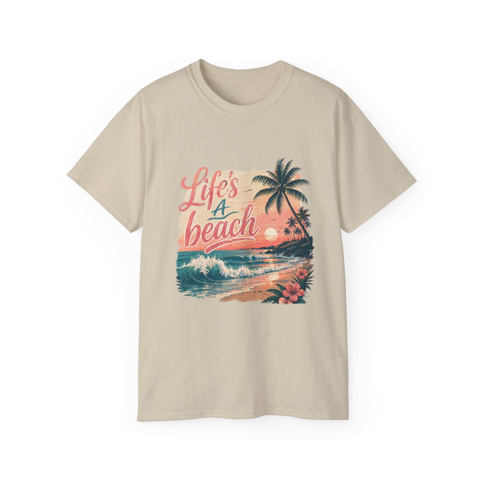 Life's a Beach T-Shirt – Retro Sunset Palm Beach Graphic Tee