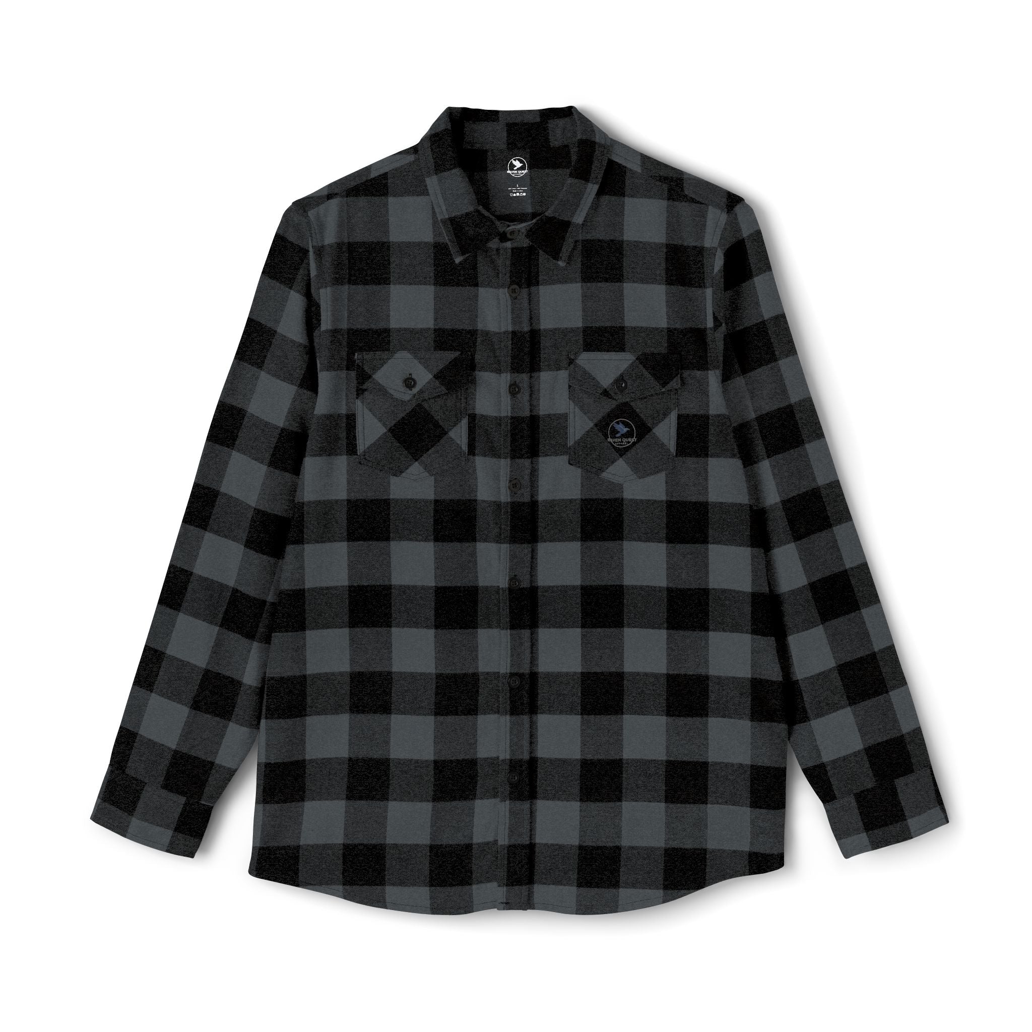 Black Gray Buffalo Plaid Flannel Shirt | Raven Quest