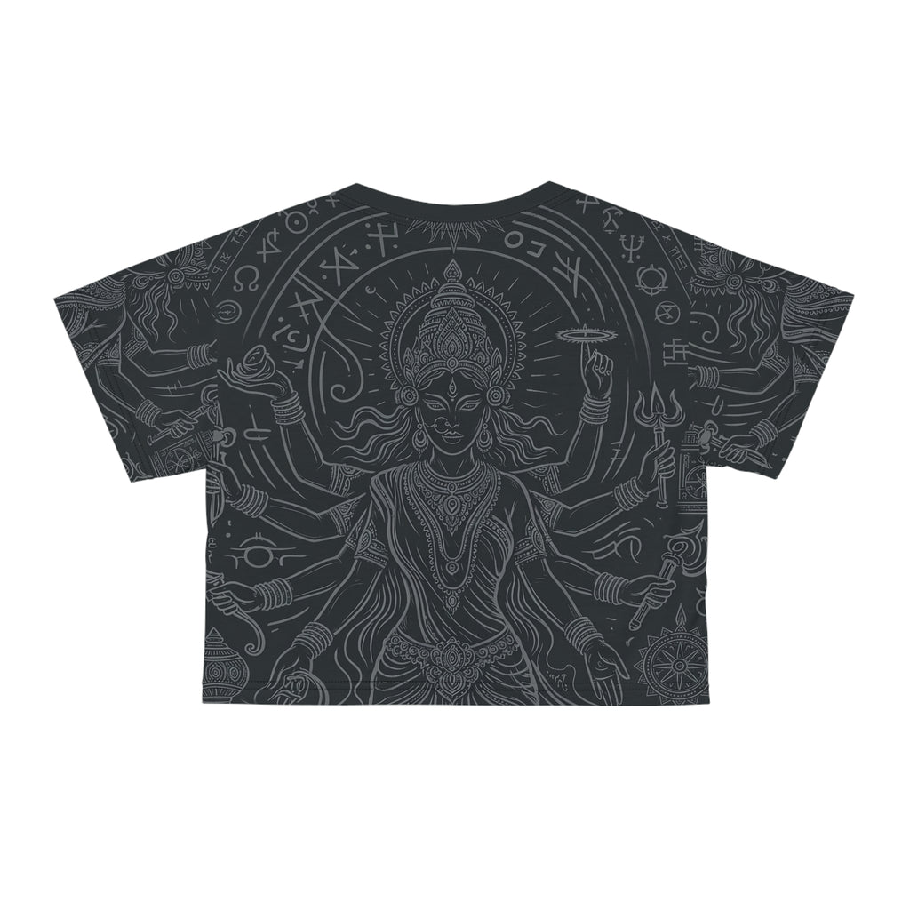 The Devine Goddess Crop Tee — Dark Mystic All-Over Print