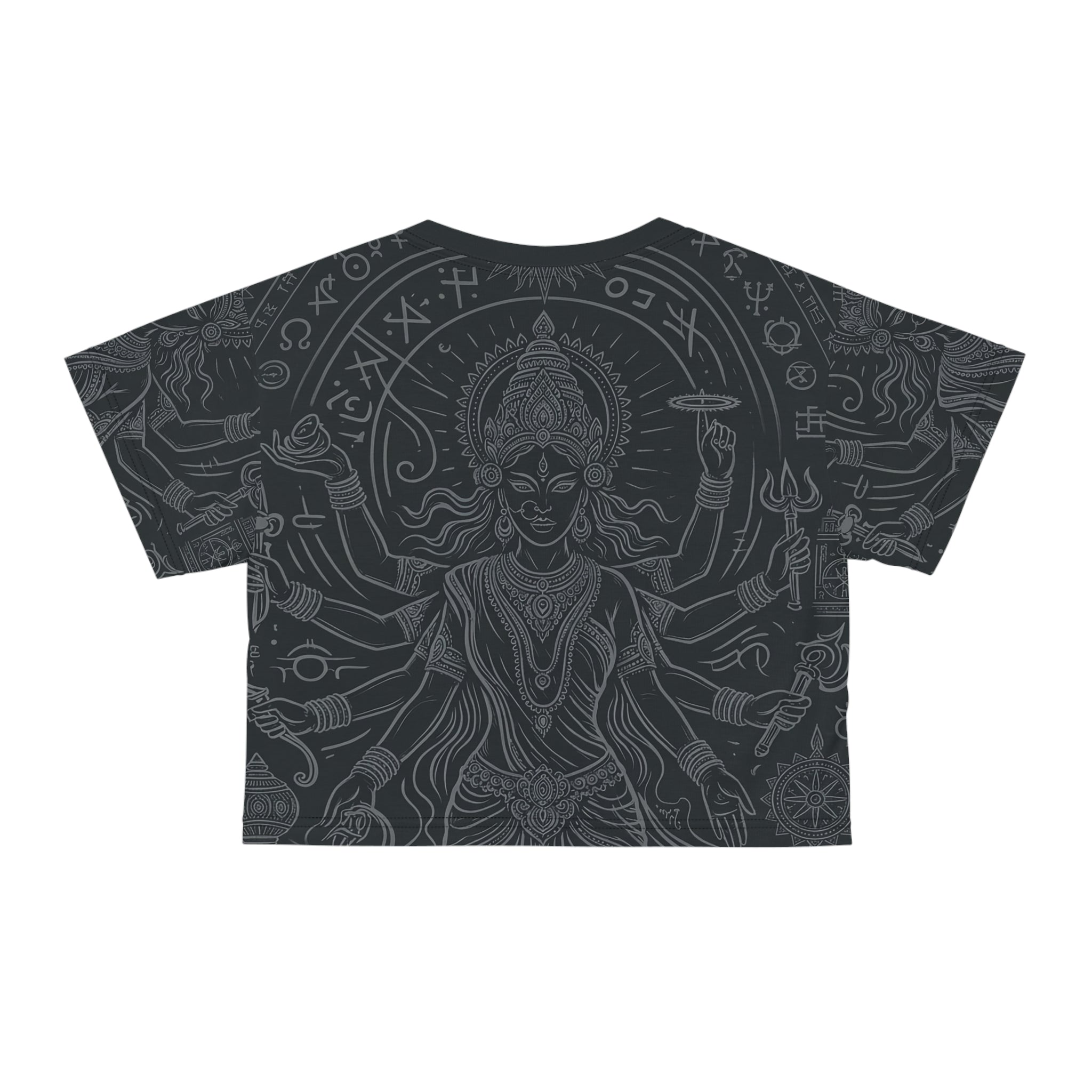 The Devine Goddess Crop Tee — Dark Mystic All-Over Print