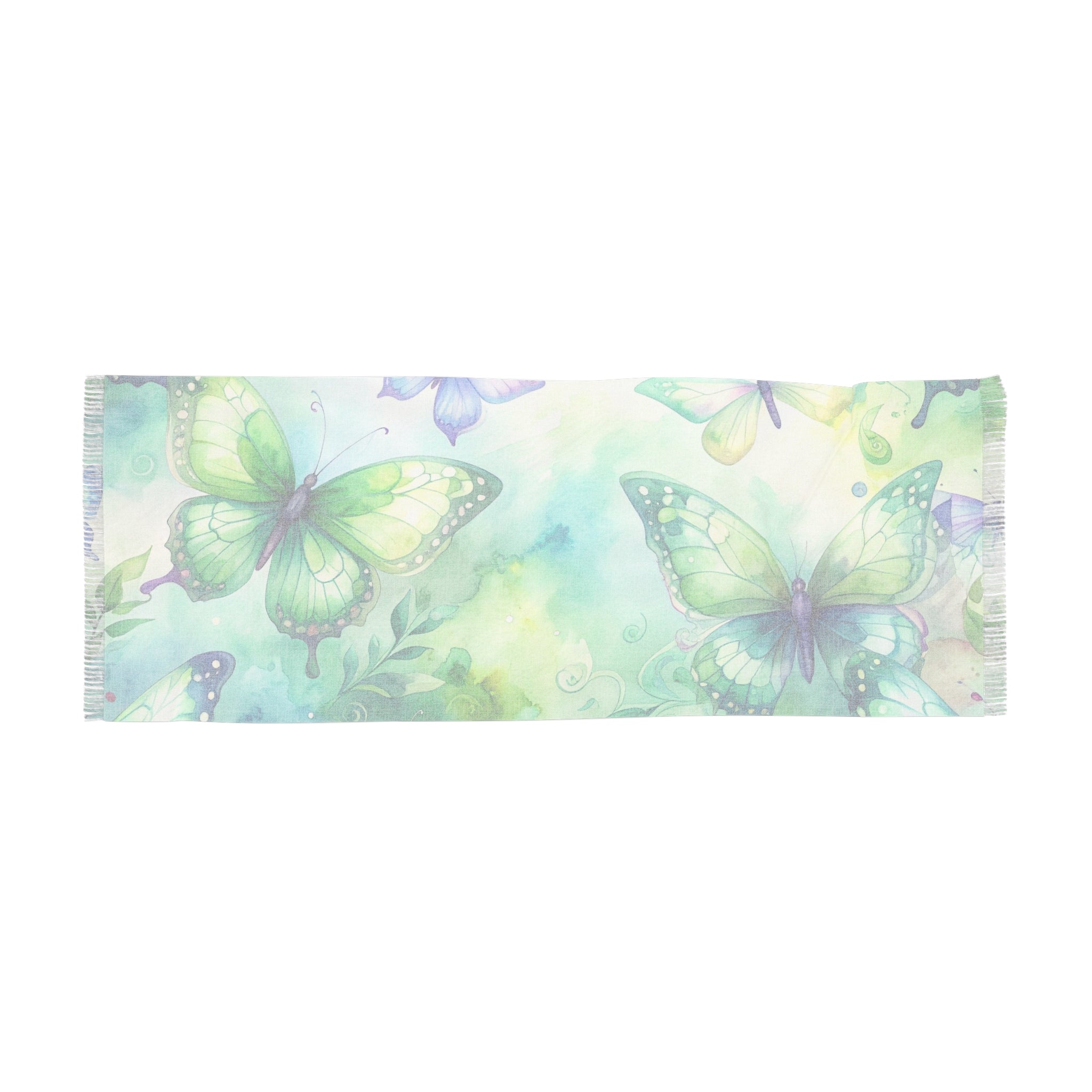 Butterfly Watercolor Light Scarf – Lightweight Spring Floral Wrap - Raven Quest Apparel