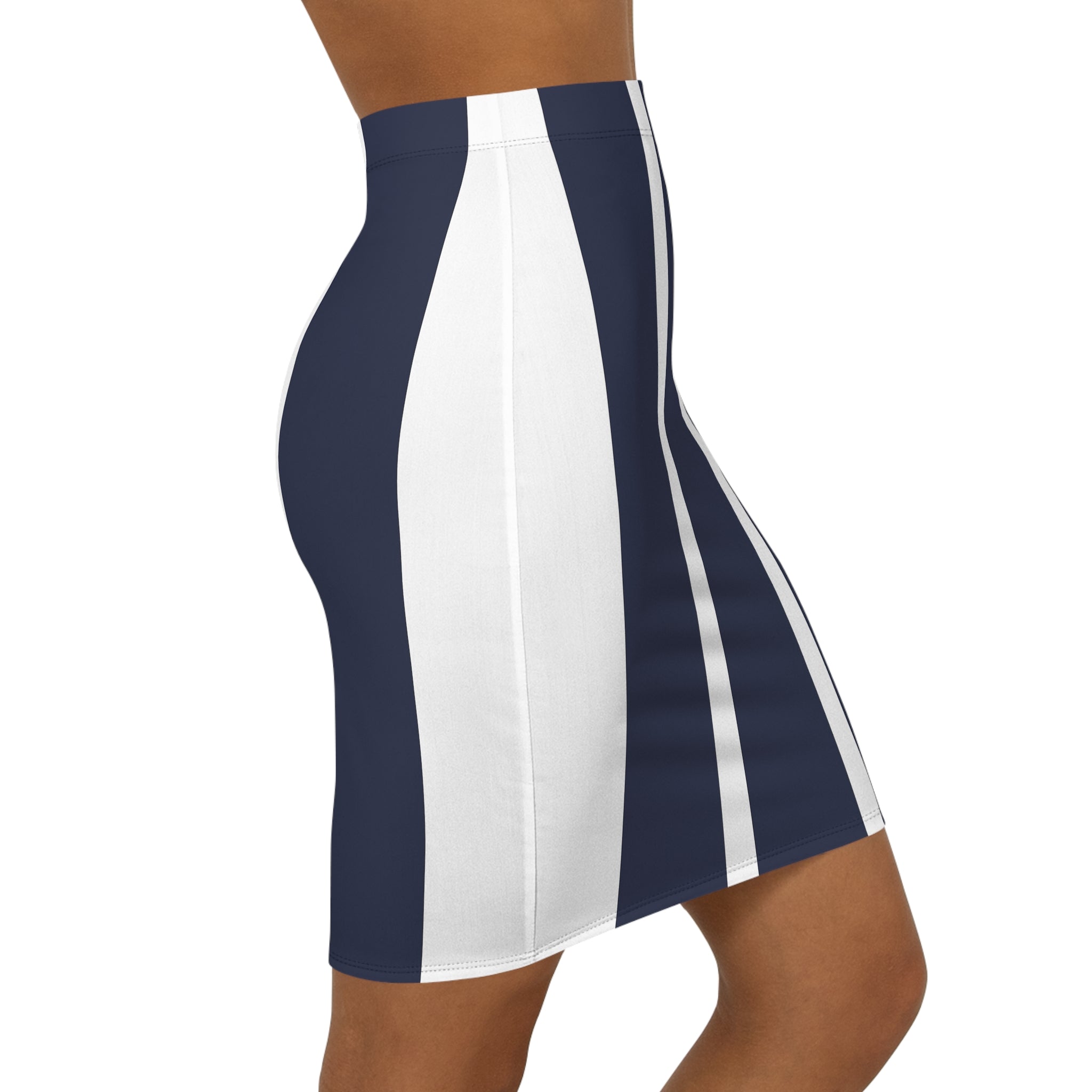 Bold Strip Pencil Skirt — Women's Mid-Waist Slim Fit