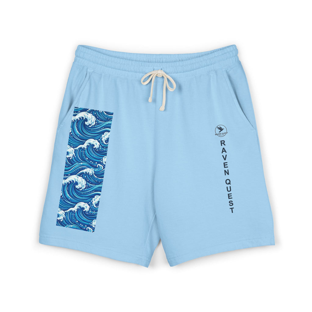 Wave Panel Fleece Sweat Shorts — Raven Quest Logo - Raven Quest Apparel