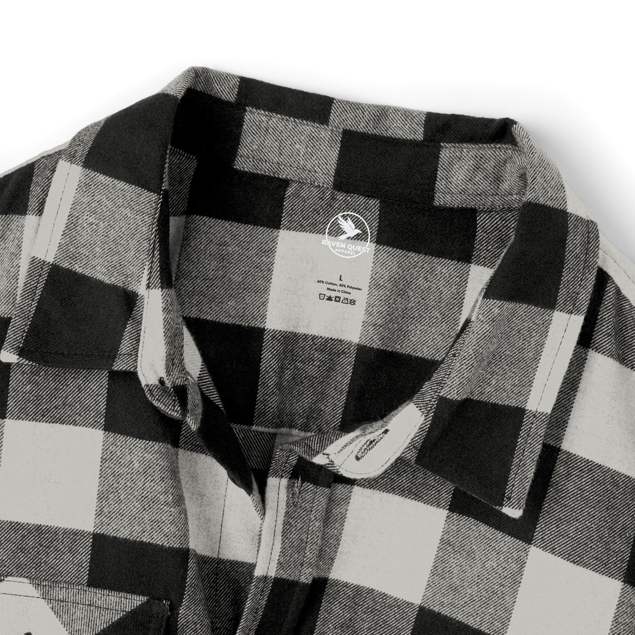Black & White Buffalo Plaid Flannel Shirt| Raven Quest