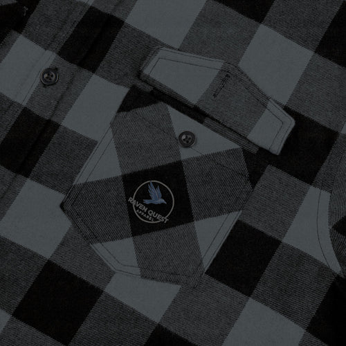 Black Gray Buffalo Plaid Flannel Shirt | Raven Quest - Raven Quest Apparel