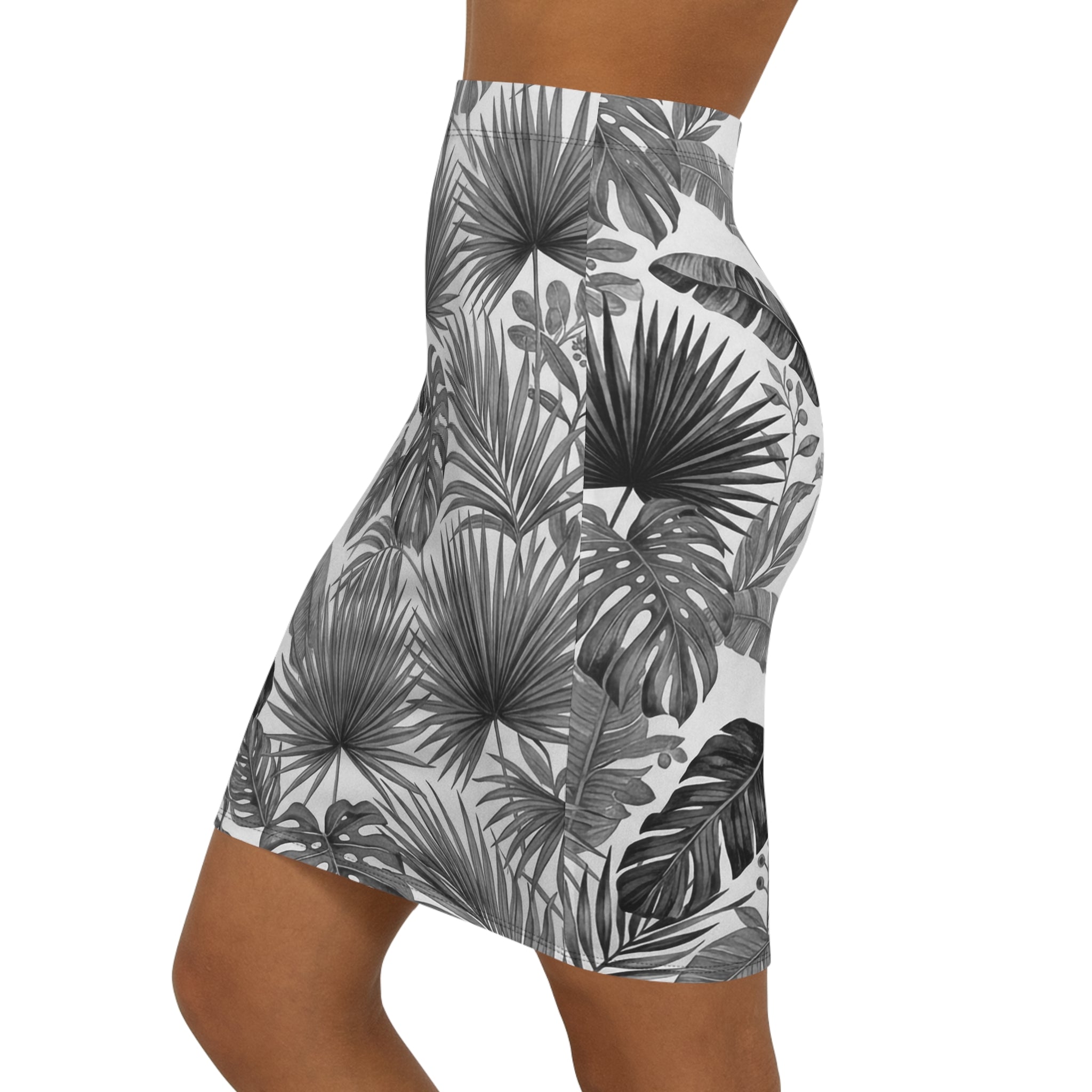 Palms 2 Pencil Skirt — Women's Mid-Waist Slim Fit - Raven Quest Apparel