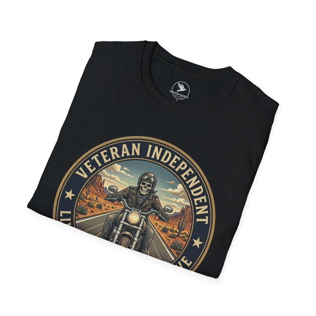 Veteran Independent Motorcycle T-Shirt — "Live to Ride, Ride to Live Navy"