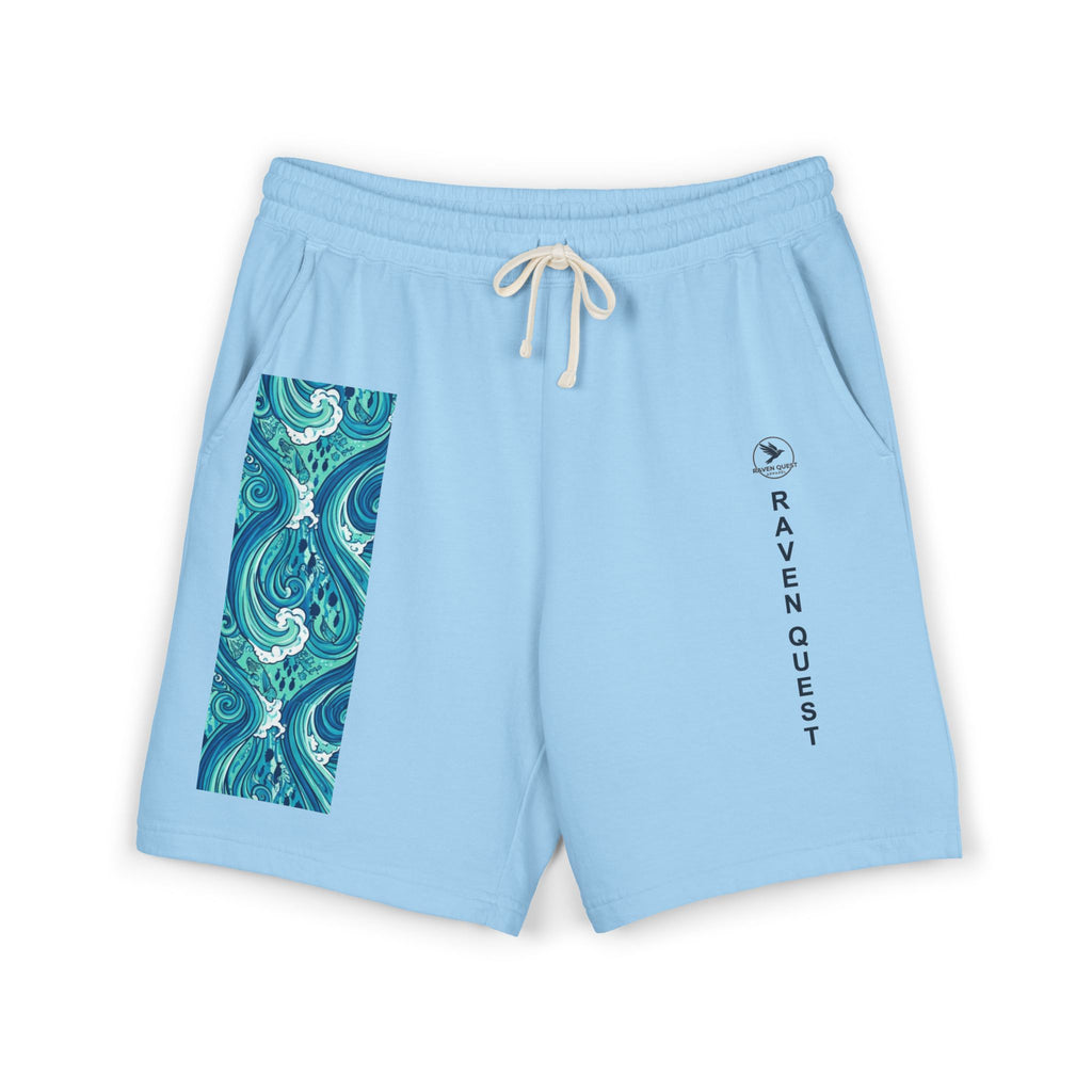 Wave Panel II Fleece Sweat Shorts — Raven Quest Logo - Raven Quest Apparel