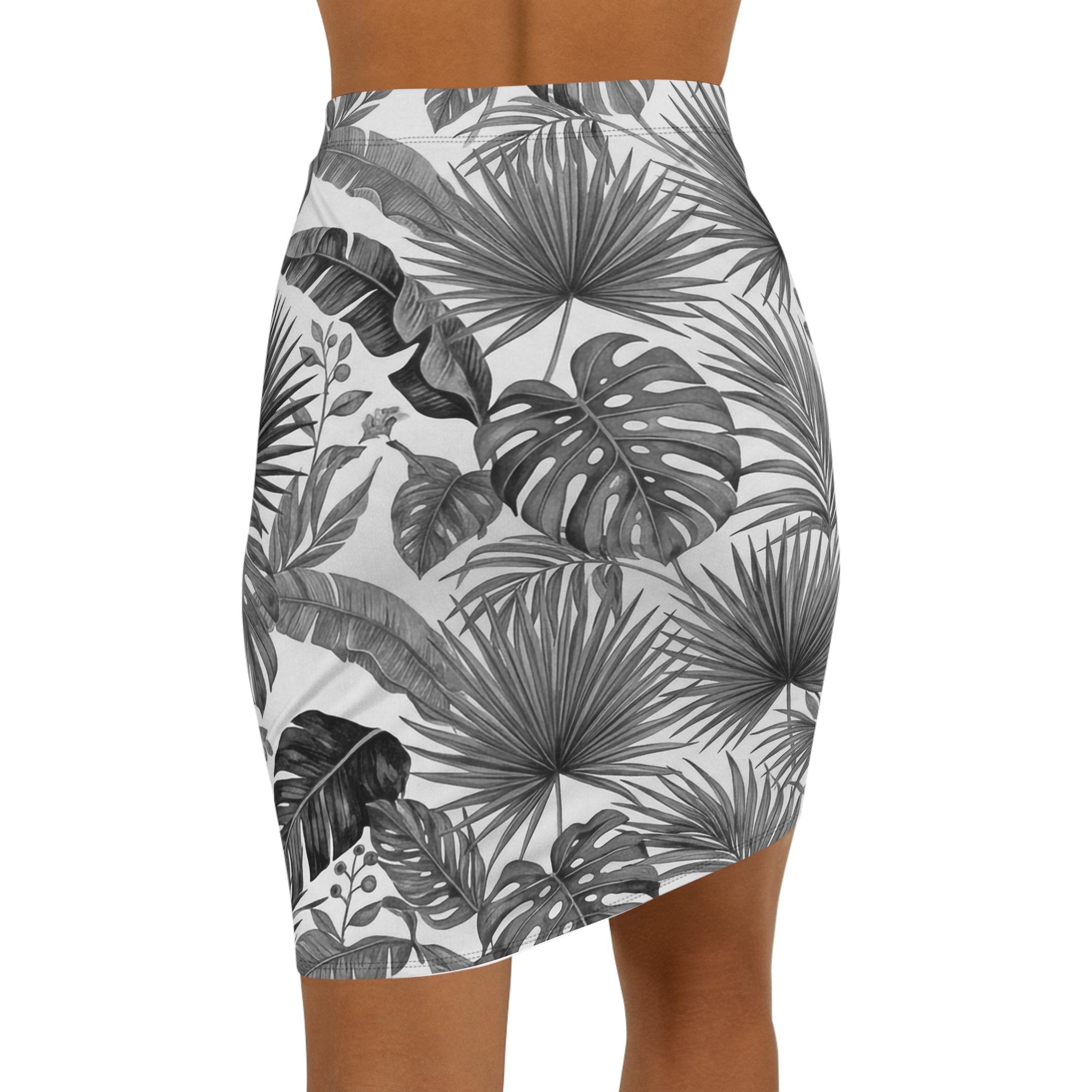Palms 2 Pencil Skirt — Women's Mid-Waist Slim Fit - Raven Quest Apparel