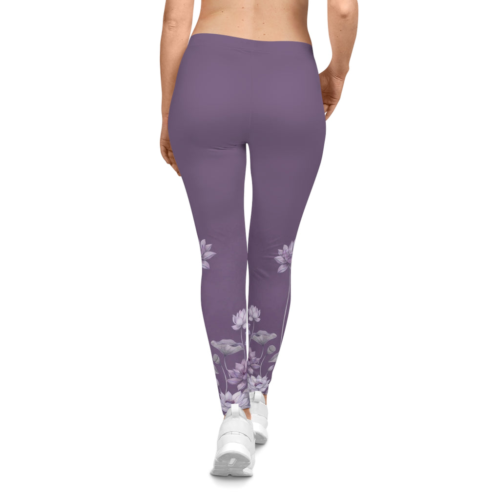 Lilac Lotus Floral Leggings — Women's Floral Yoga & Casual Leggings