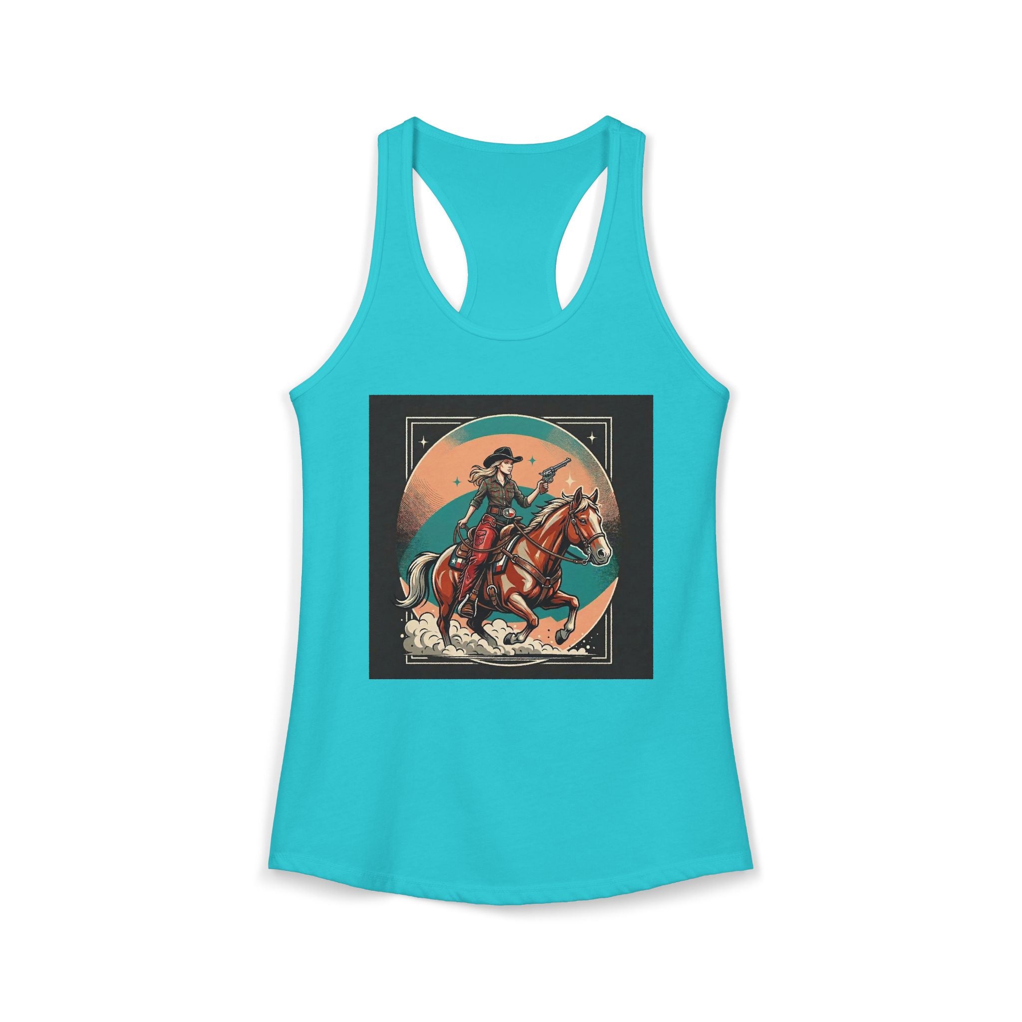 Cowgirl Women's Ideal Racerback Graphic Tank | Raven Quest - Raven Quest Apparel