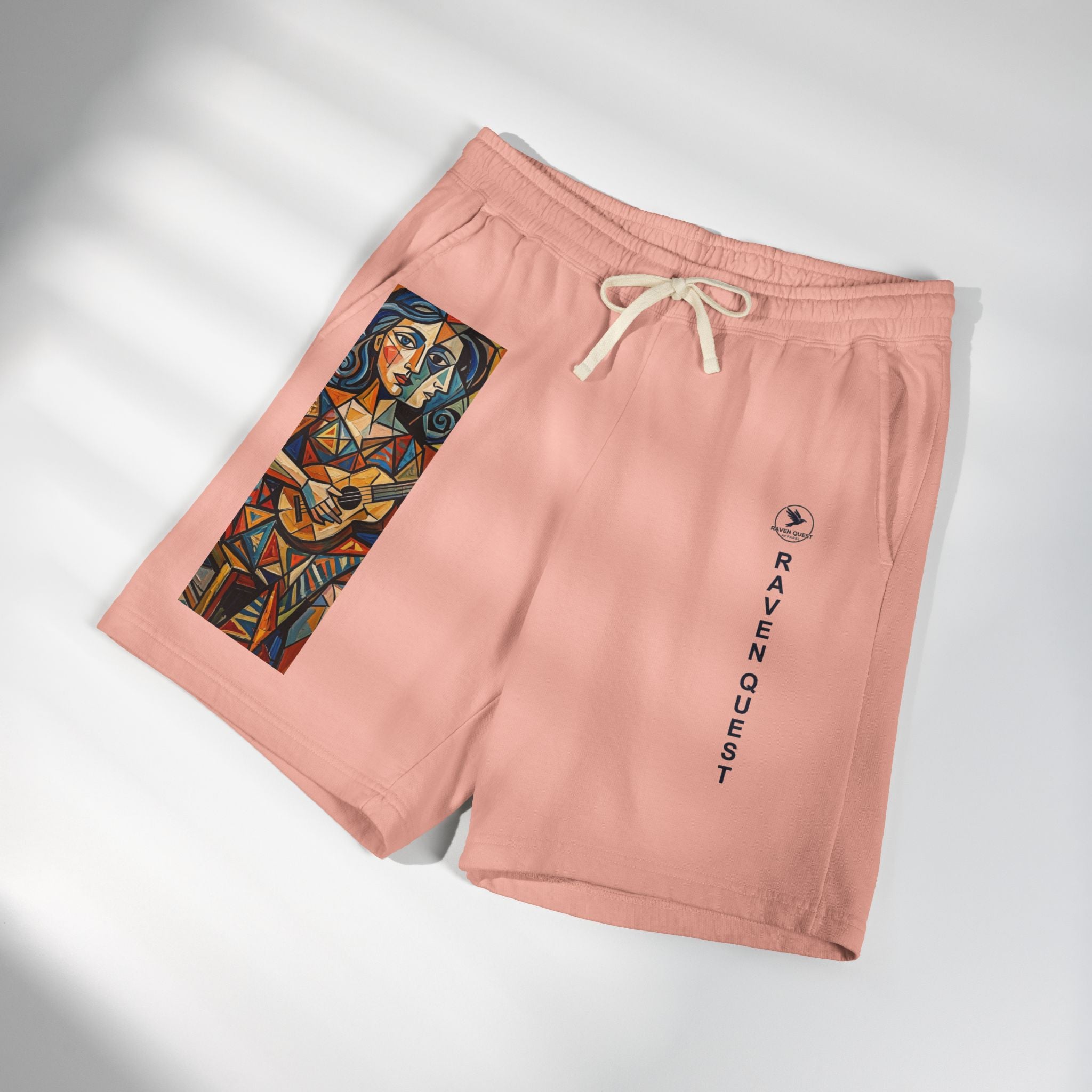 Picasso Inspired Fleece Sweat Shorts — Raven Quest Logo