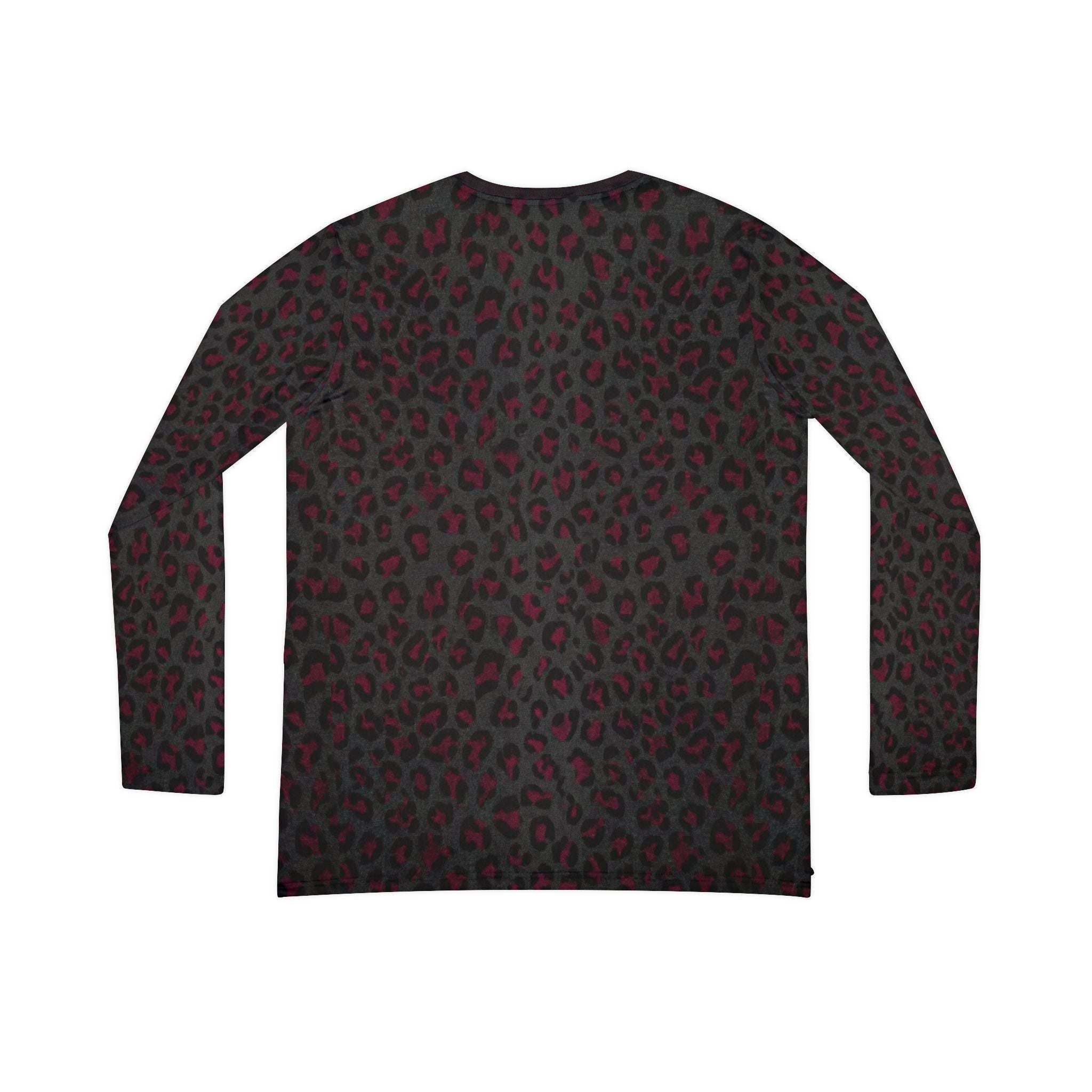 Women's V-Neck Long Sleeve Leopard Print Shirt — Burgundy Black All-Over Print - Raven Quest Apparel