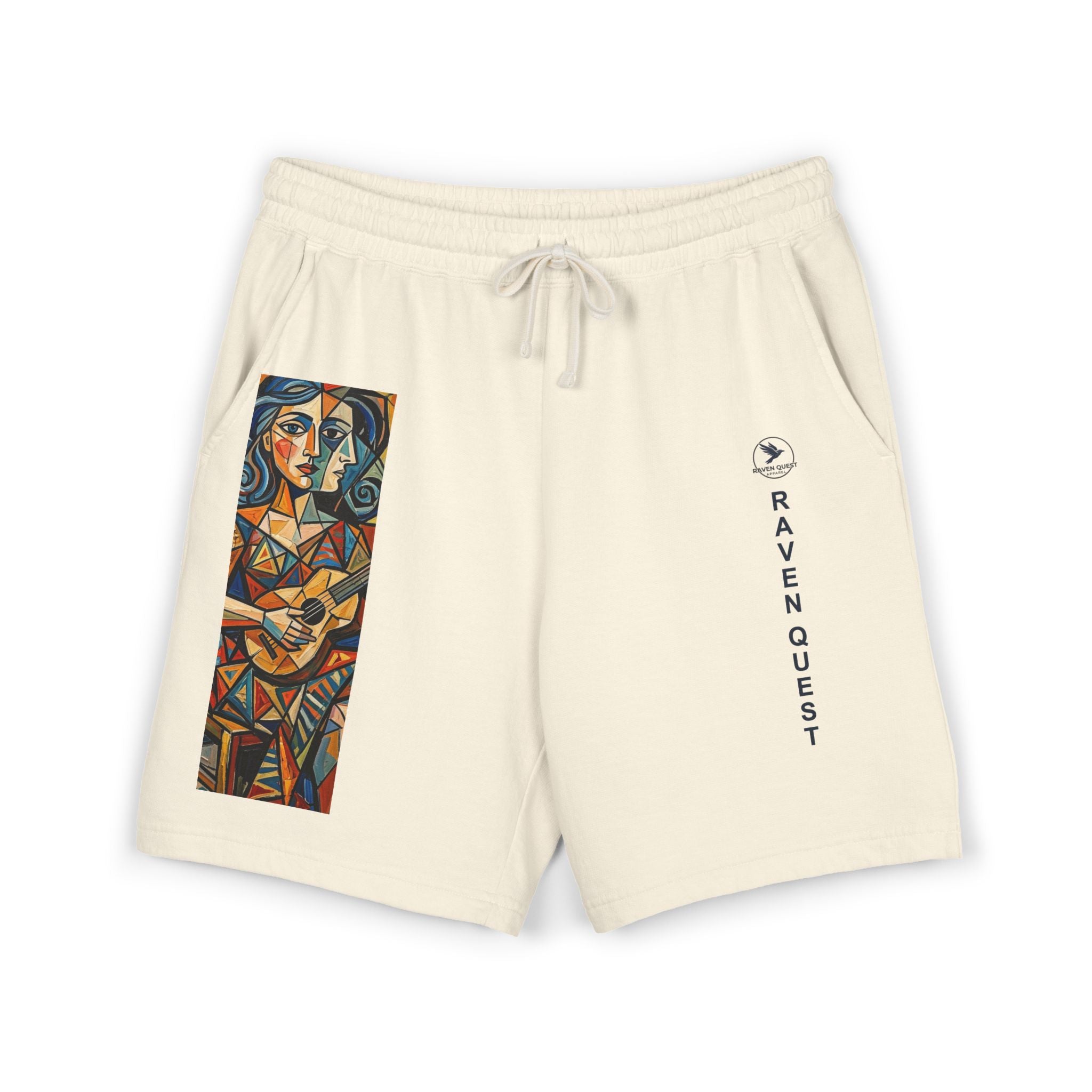 Picasso Inspired Fleece Sweat Shorts — Raven Quest Logo