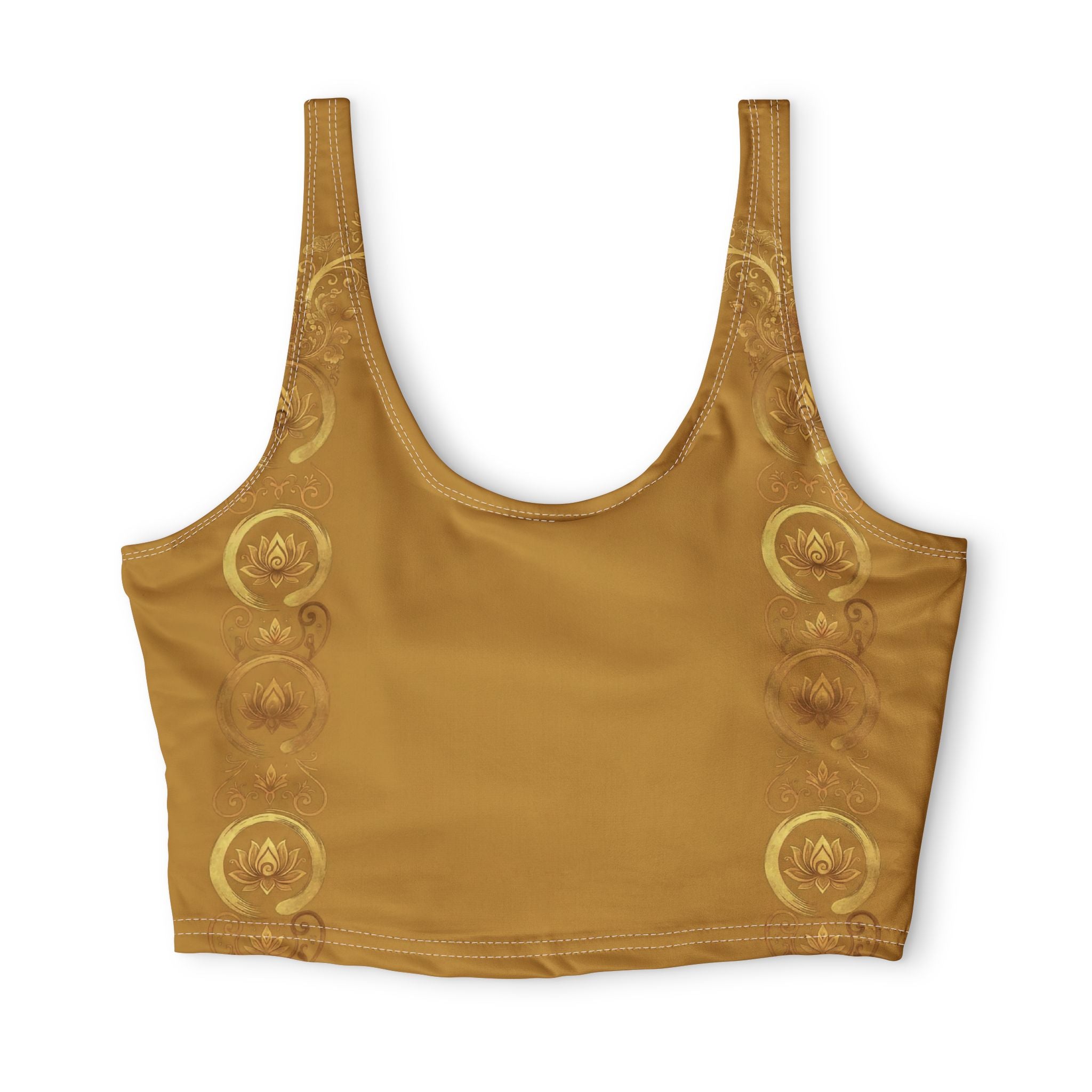 Golden Raven Quest Sports Bra — Lightweight All-Over-Print Athletic Crop Top