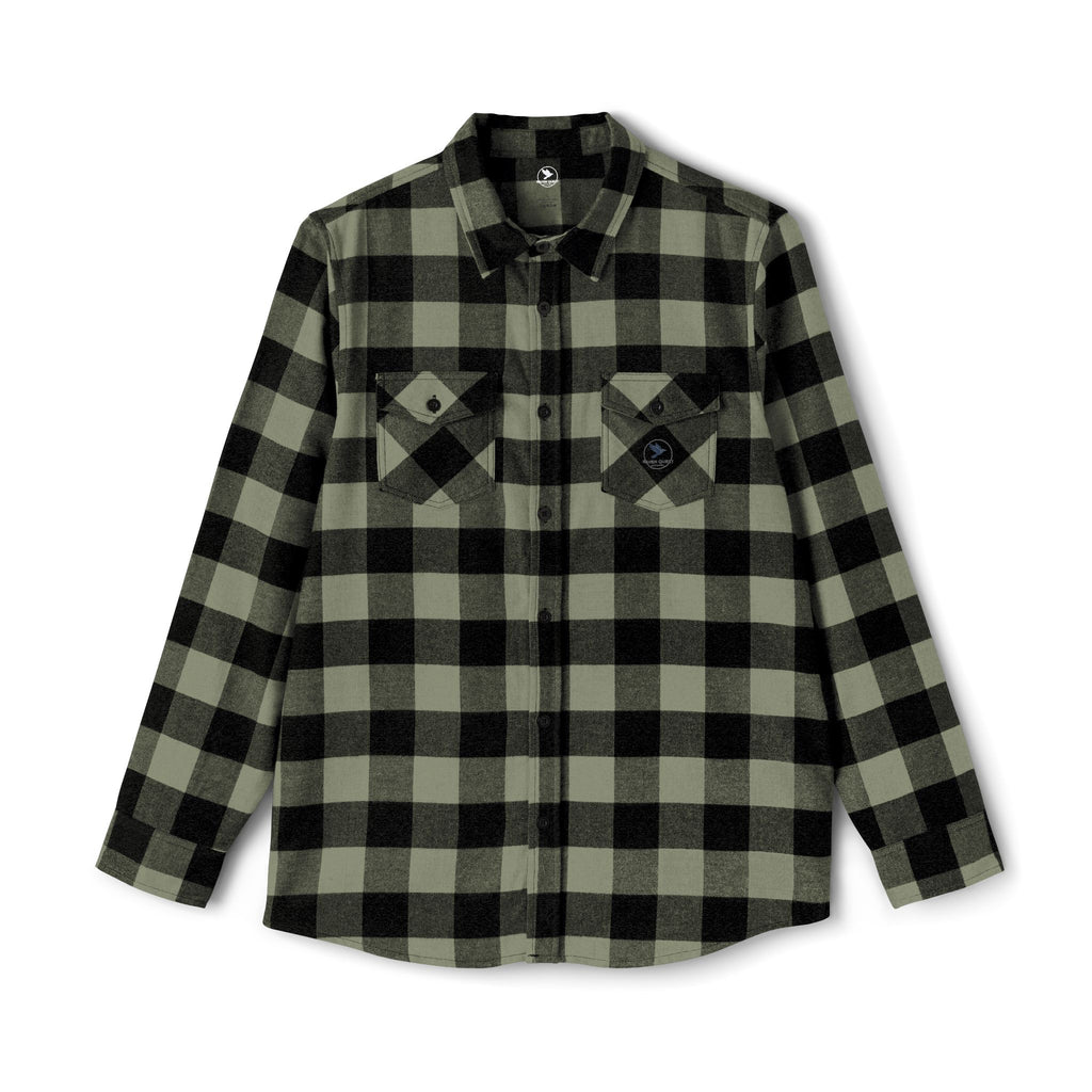 Olive and Black Plaid Flannel Shirt| Raven Quest