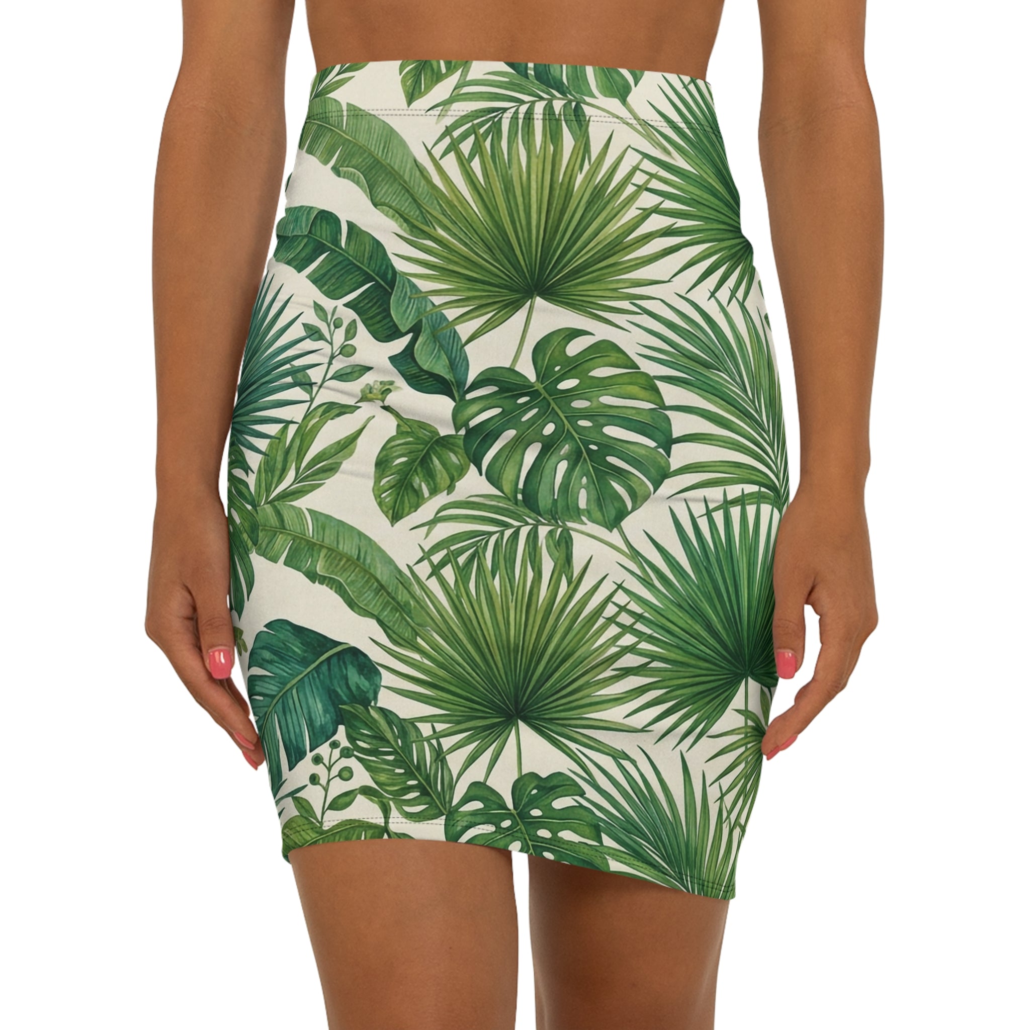 Palms Pencil Skirt — Women's Mid-Waist Slim Fit For those who dare to be bold.