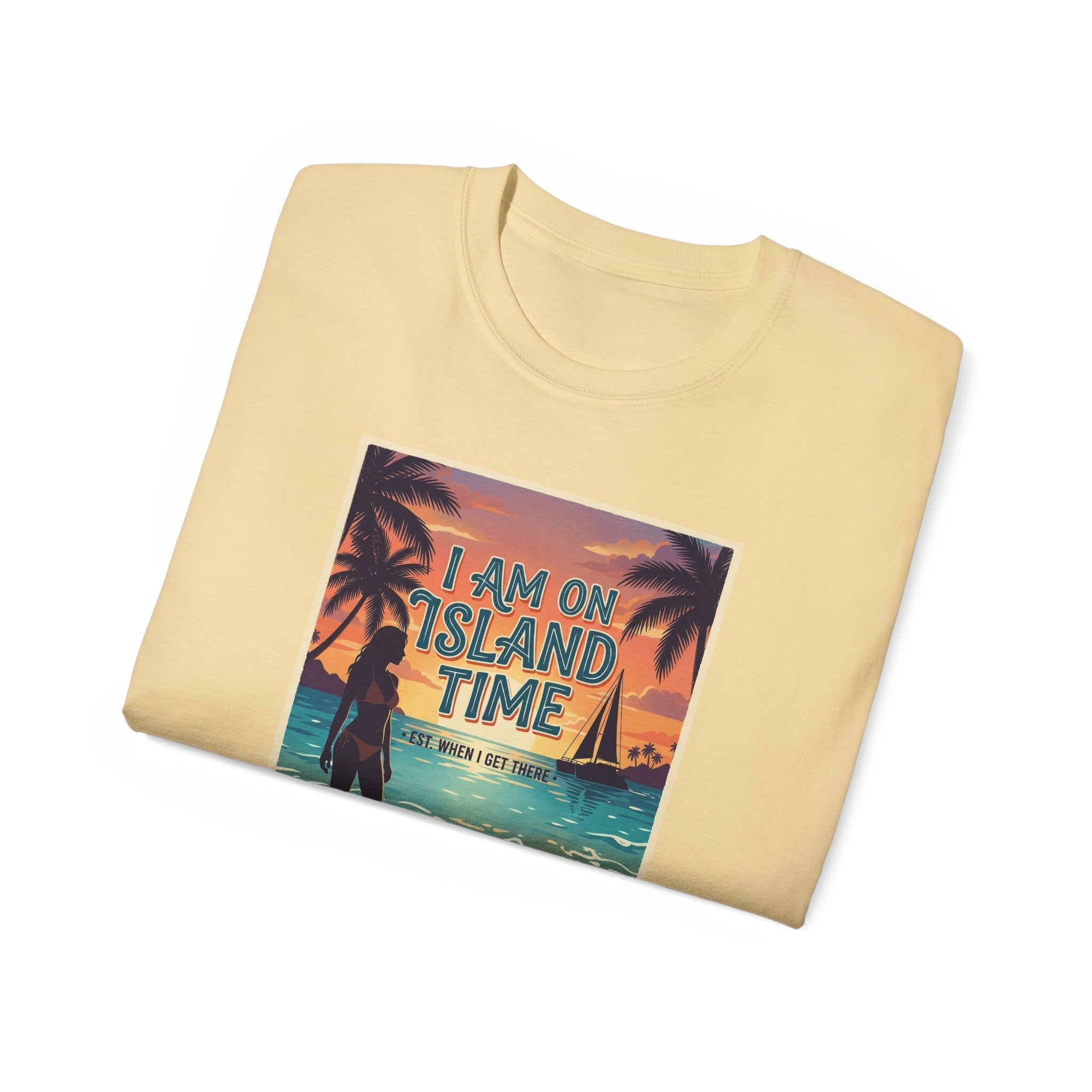 Island Time Beach T‑Shirt - "I Am On Island Time" Retro Tropical Tee