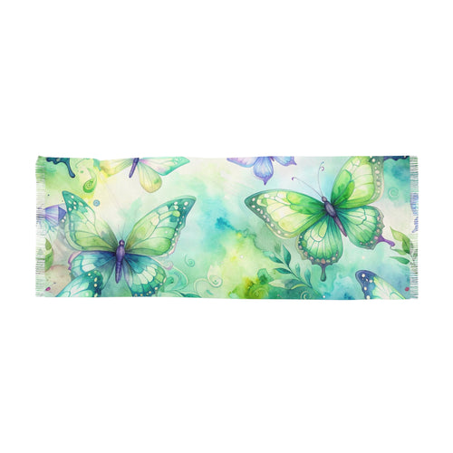 Butterfly Watercolor Light Scarf – Lightweight Spring Floral Wrap - Raven Quest Apparel