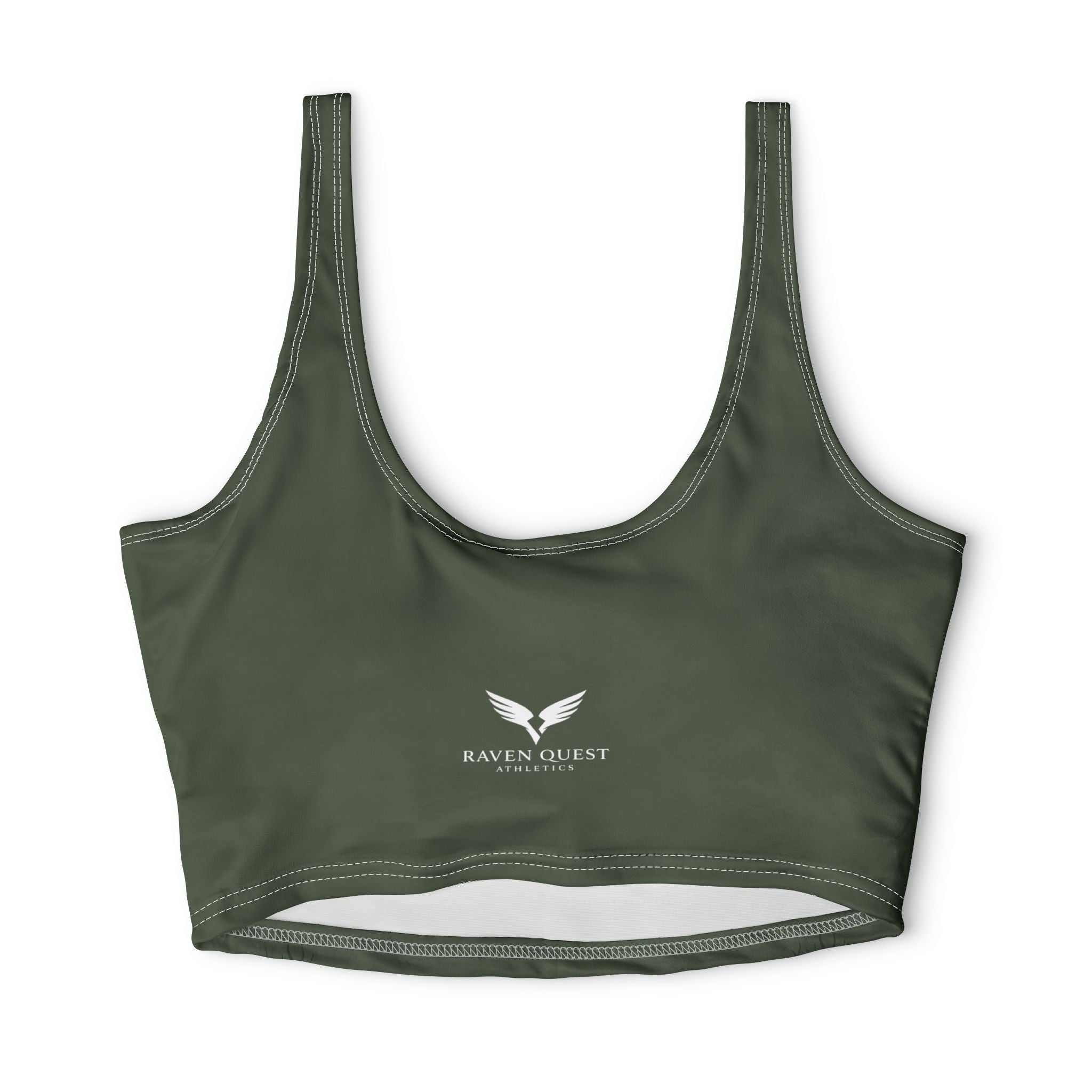 Green Lotus Sports Bra — Low-Impact Racerback Crop with Subtle Mandala Design
