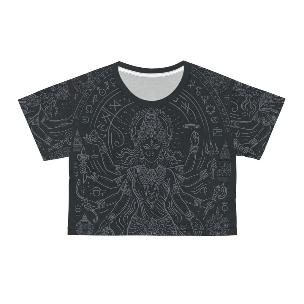 The Devine Goddess Crop Tee — Dark Mystic All-Over Print