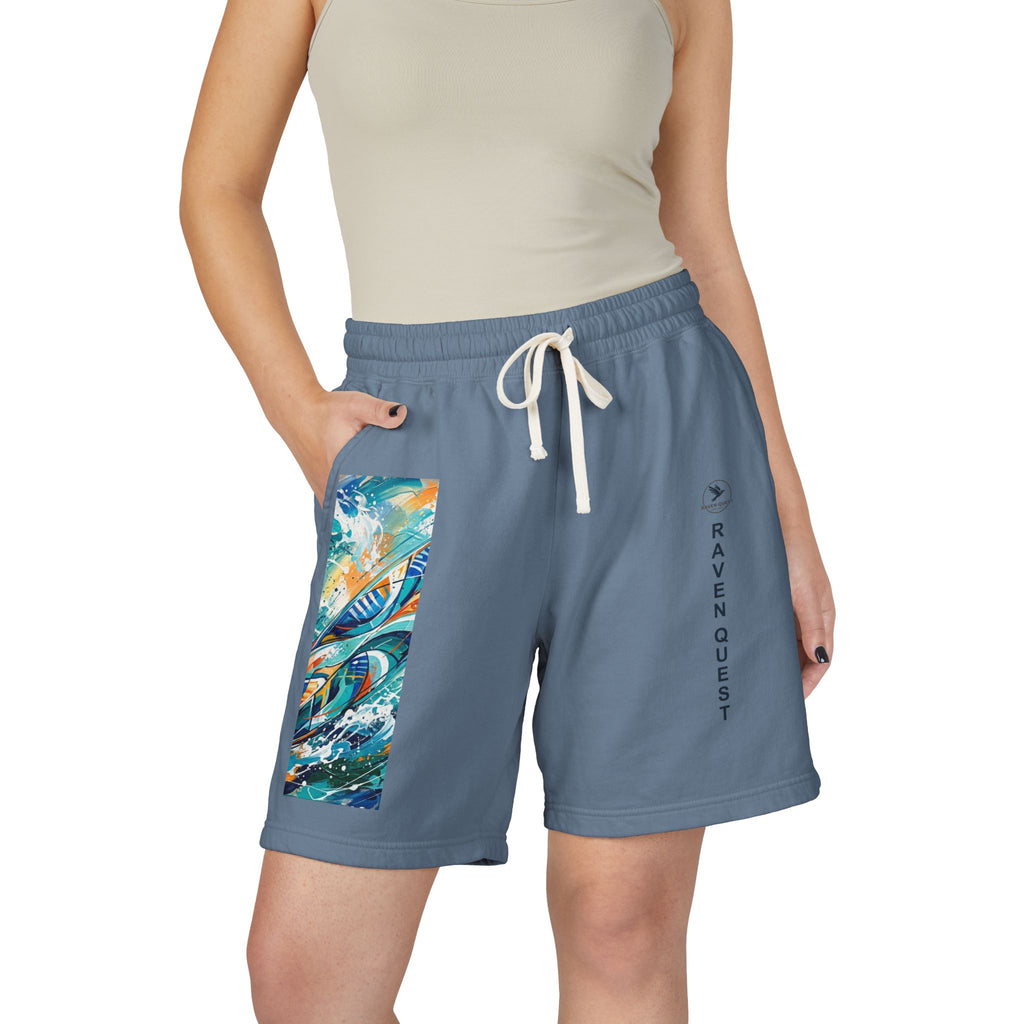 Surf Fleece Sweat Shorts — Raven Quest Logo - Raven Quest Apparel