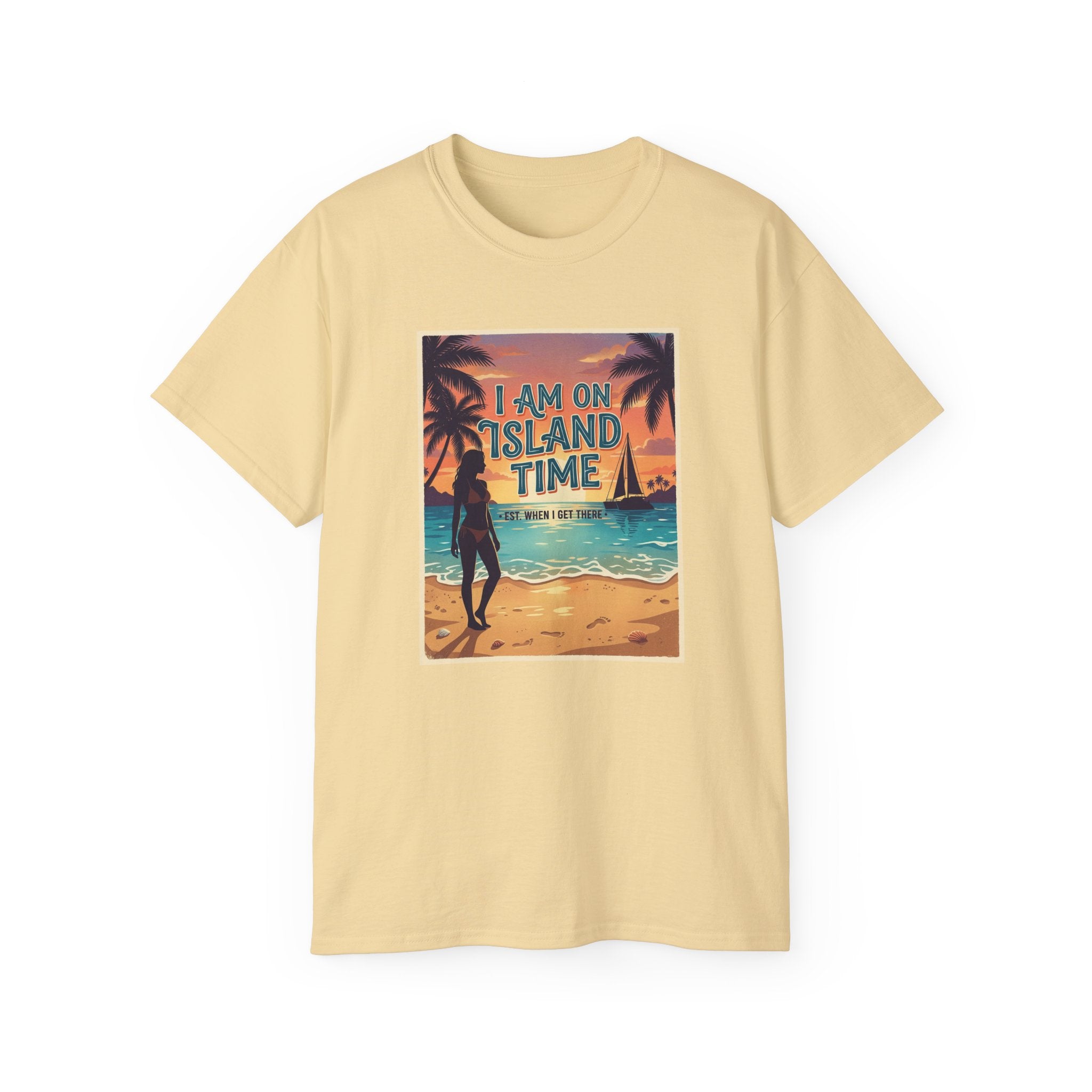 Island Time Beach T‑Shirt - "I Am On Island Time" Retro Tropical Tee