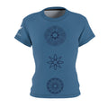 Women's Blue Floral Mandala Tee — Boho Cut & Sew Shirt