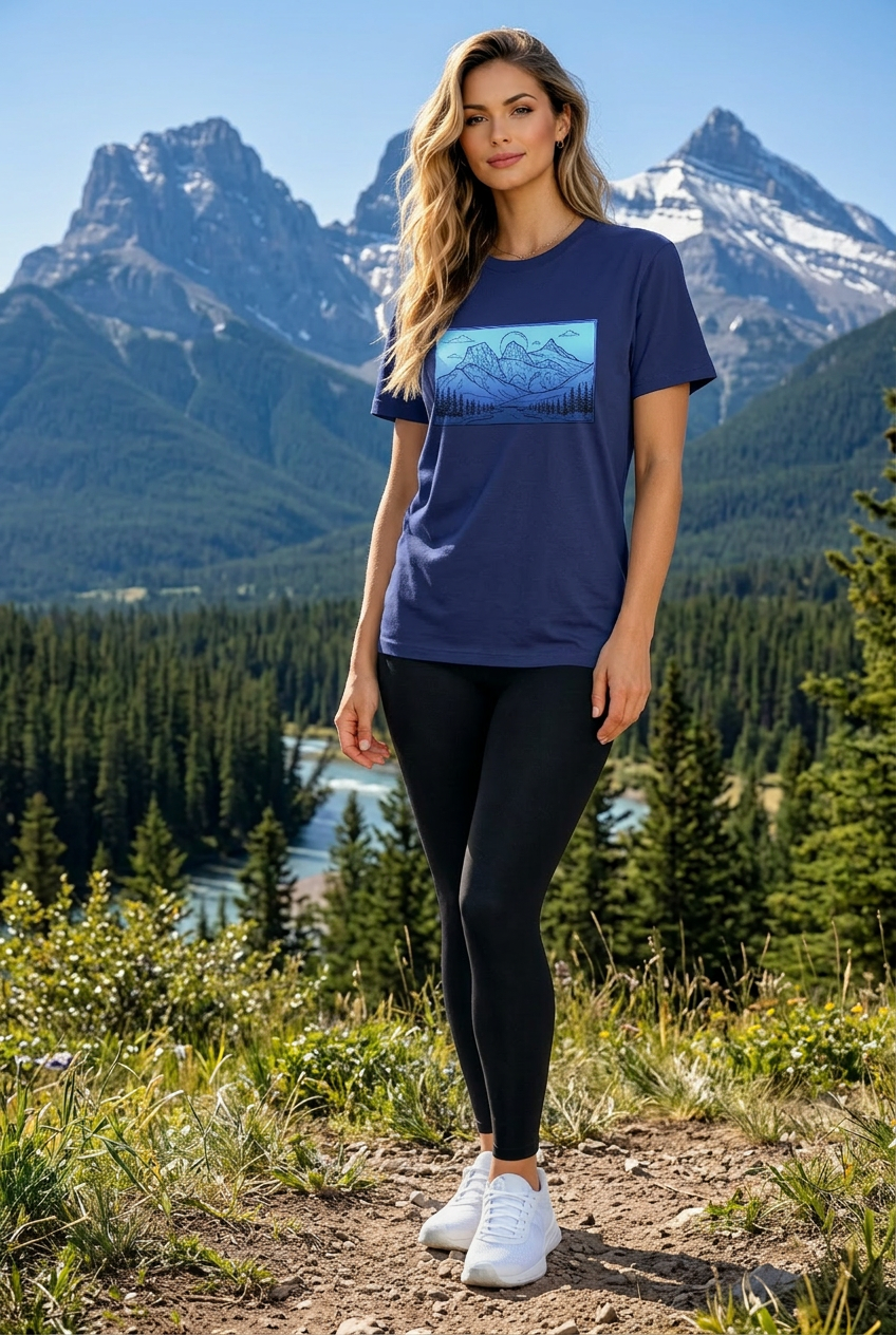 3 Sisters Canmore Alberta Art T-Shirt — 3 Sisters Canmore Alberta Graphic Tee