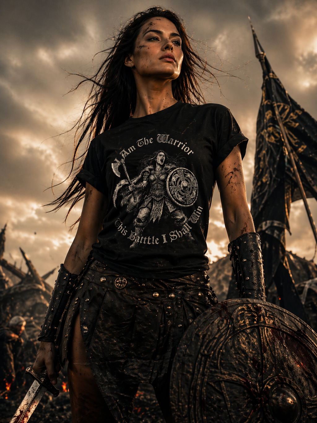 Warrior Shield T-Shirt — "I Am The Warrior, This Battle I Shall Win"