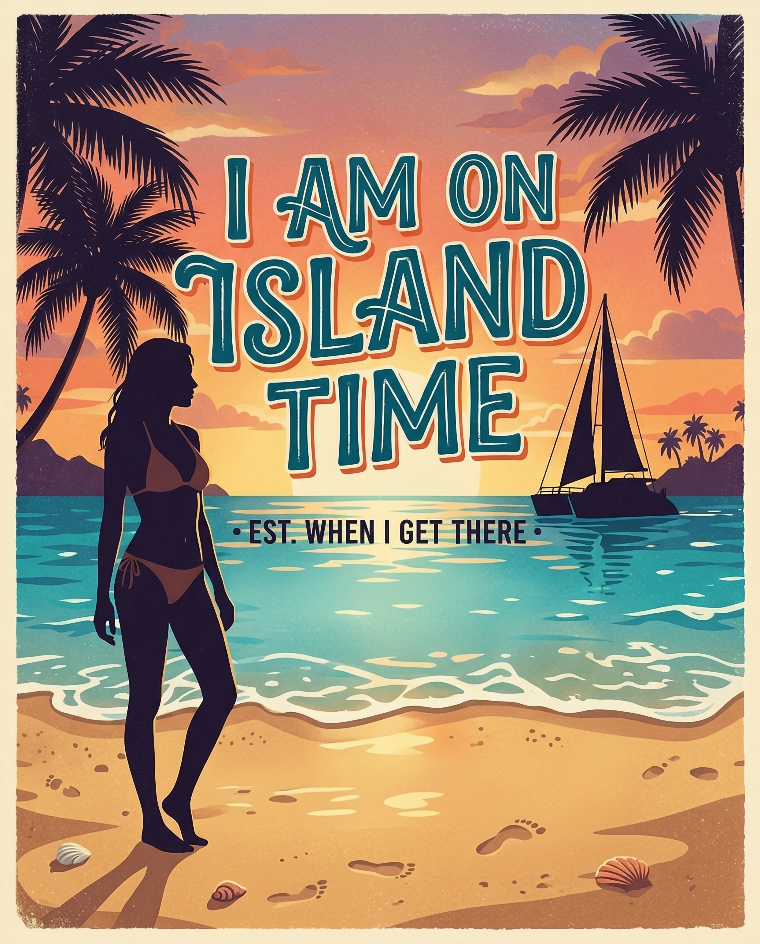 Island Time Beach T‑Shirt - "I Am On Island Time" Retro Tropical Tee