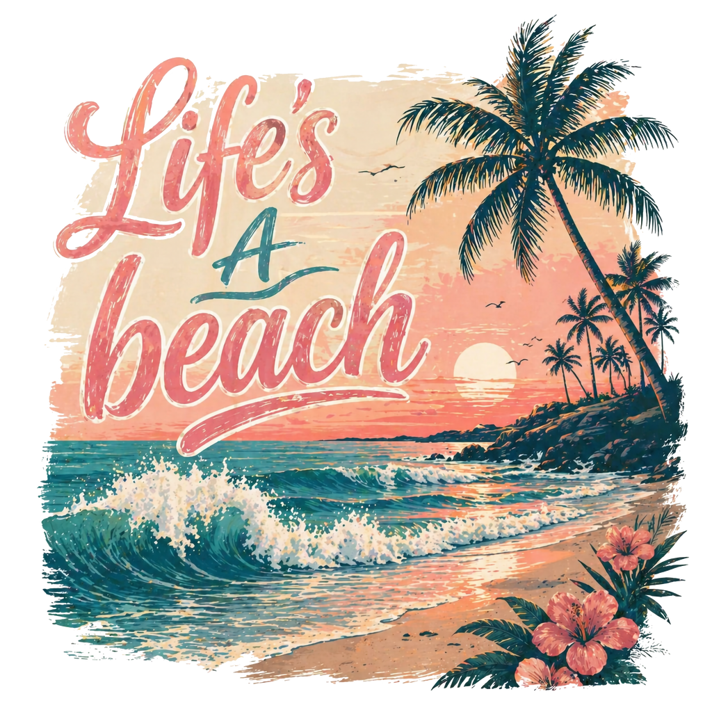 Life's a Beach T-Shirt – Retro Sunset Palm Beach Graphic Tee