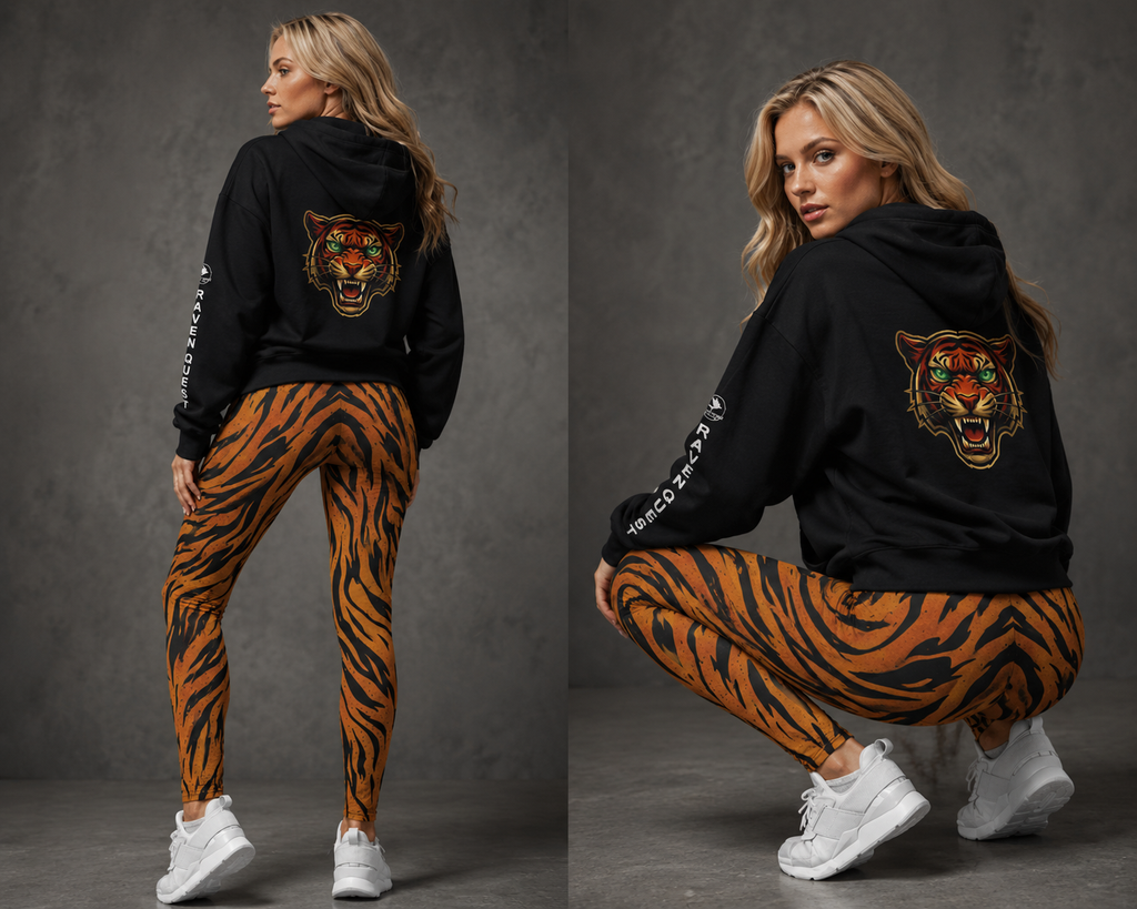 Panthera Tigirs (Tiger Stripe) Luxury Leggings | Raven Quest Apparel - Raven Quest Apparel