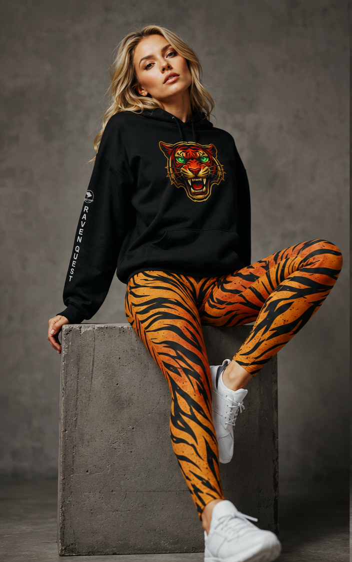 Panthera Tigirs (Tiger Stripe) Luxury Leggings | Raven Quest Apparel - Raven Quest Apparel