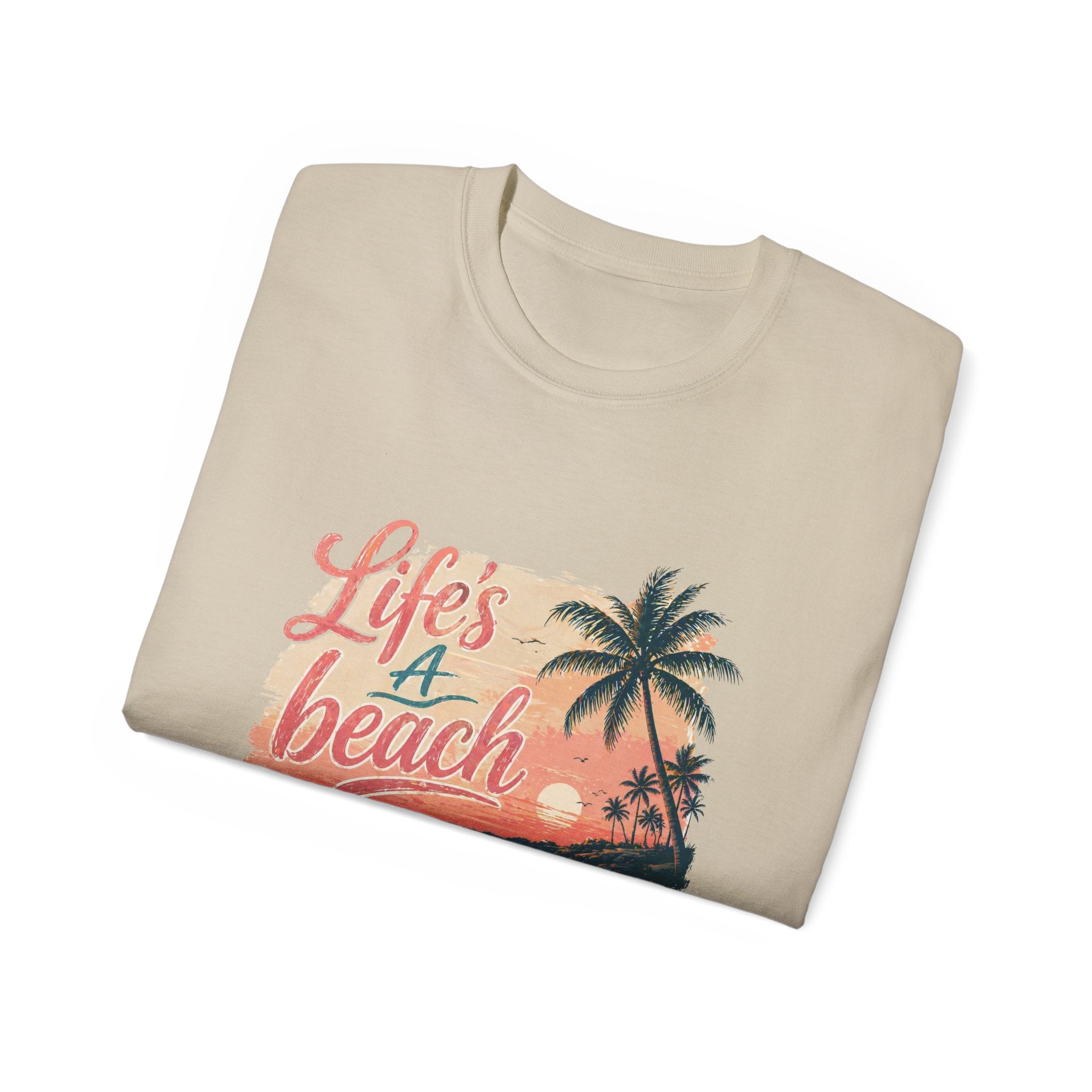 Life's a Beach T-Shirt – Retro Sunset Palm Beach Graphic Tee