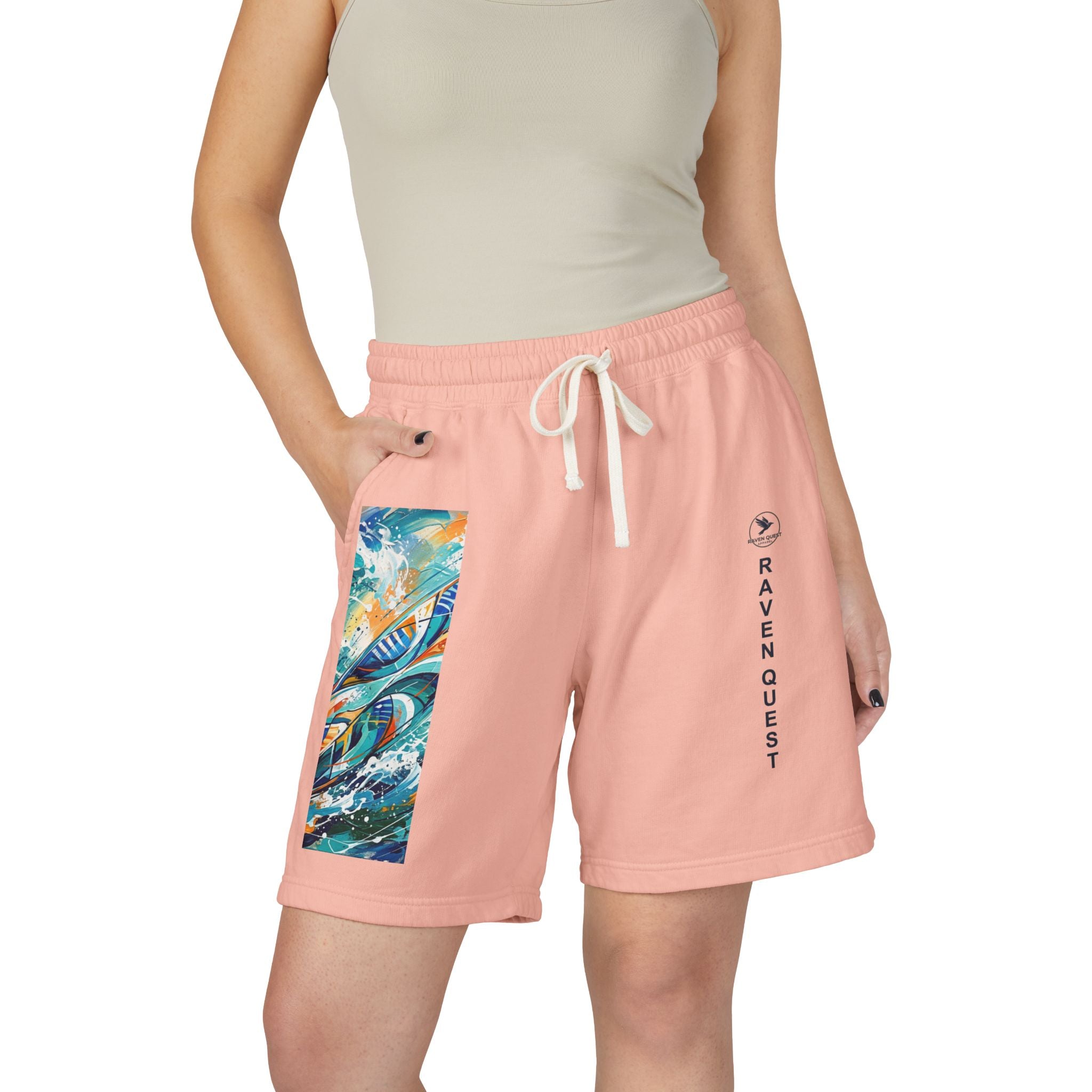 Surf Fleece Sweat Shorts — Raven Quest Logo - Raven Quest Apparel
