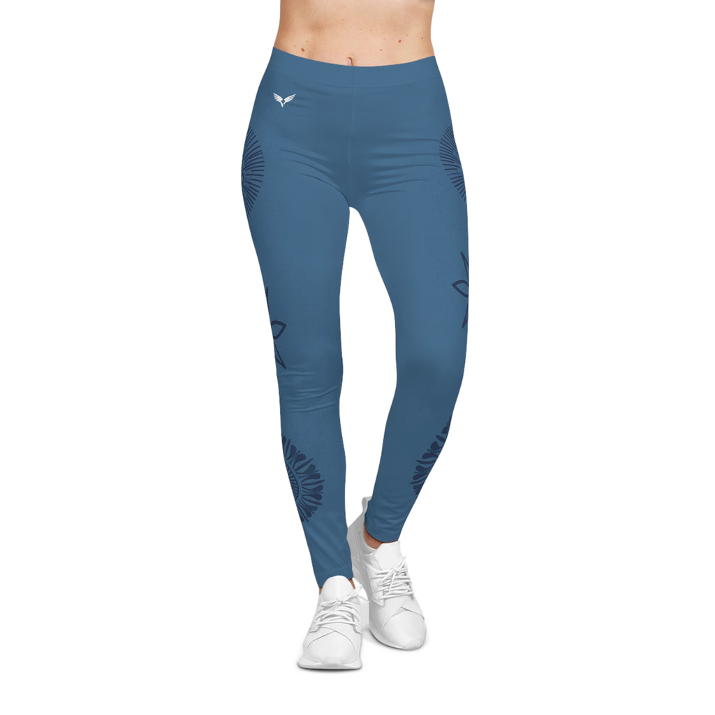 Mediterranean Blue - Women's Athletic Leggings | Raven Quest Apparel