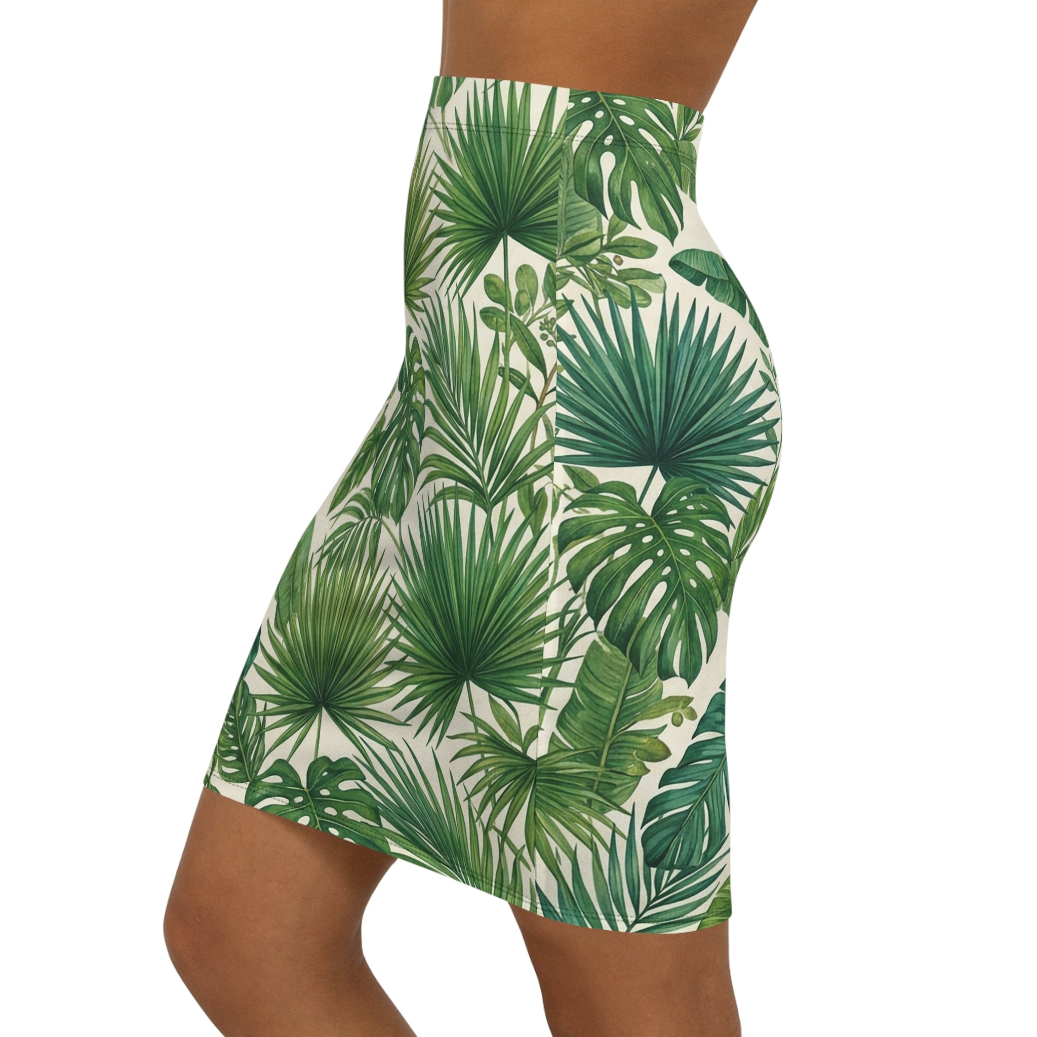 Palms Pencil Skirt — Women's Mid-Waist Slim Fit For those who dare to be bold.