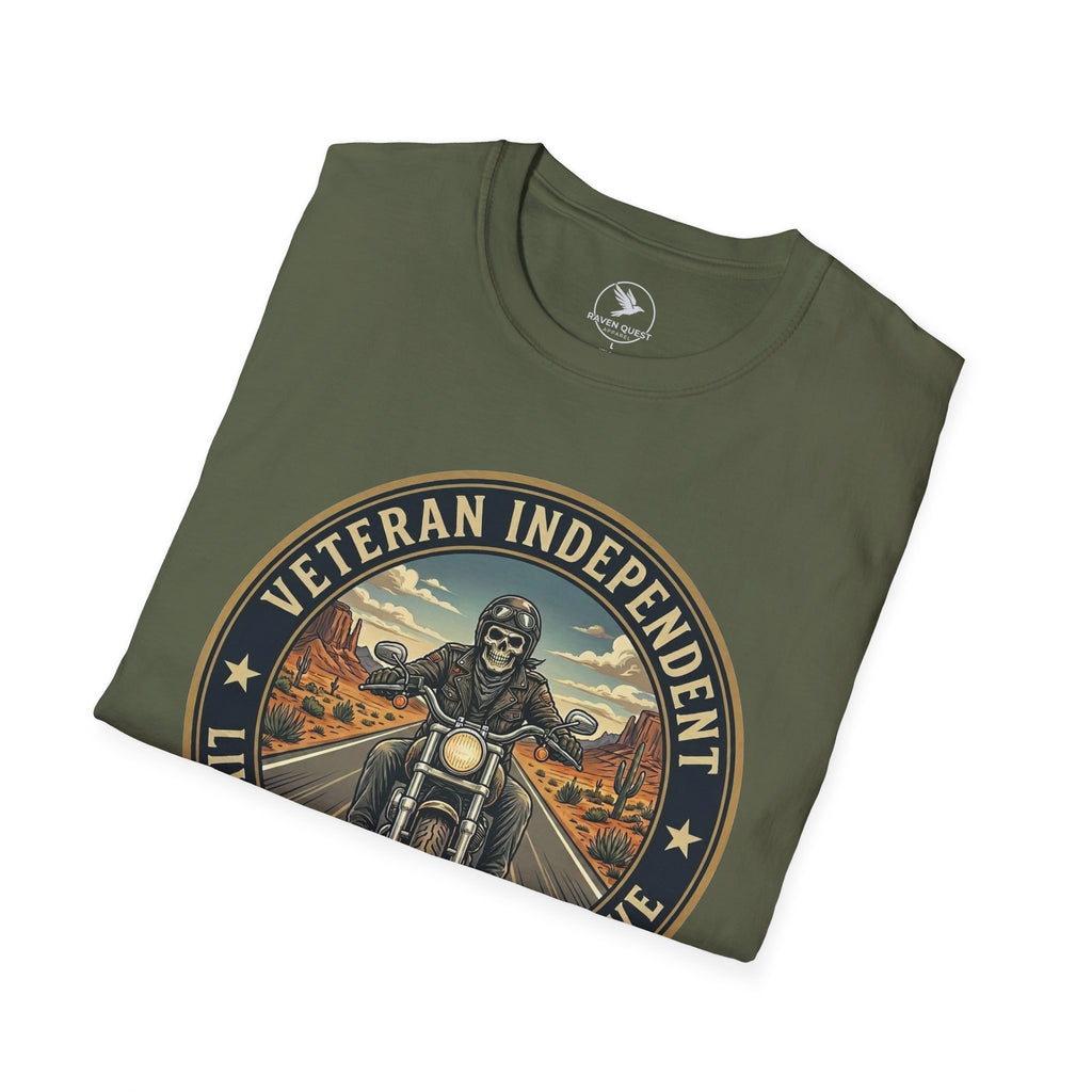 Veteran Independent Motorcycle T-Shirt — "Live to Ride, Ride to Live Navy"