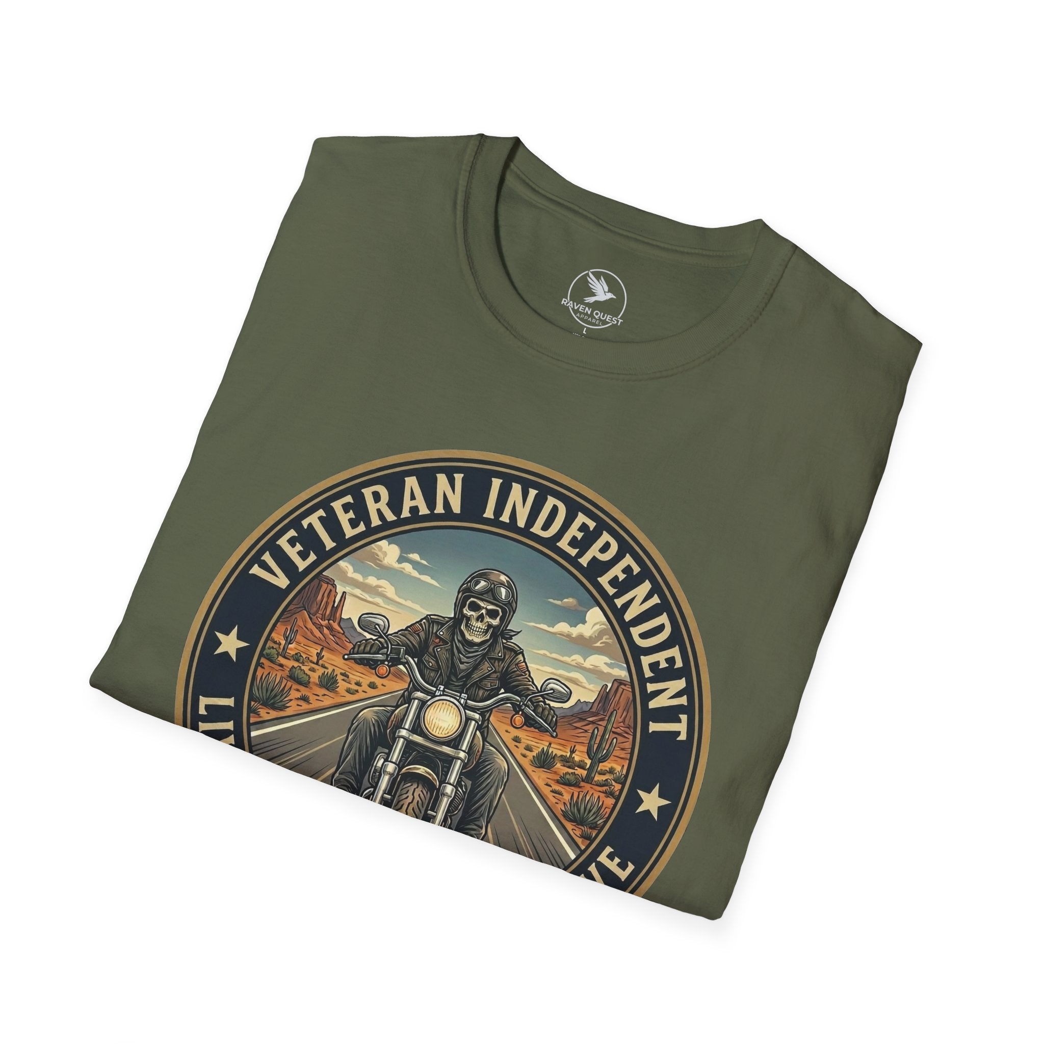 Veteran Independent Motorcycle T-Shirt — "Live to Ride, Ride to Live Navy"