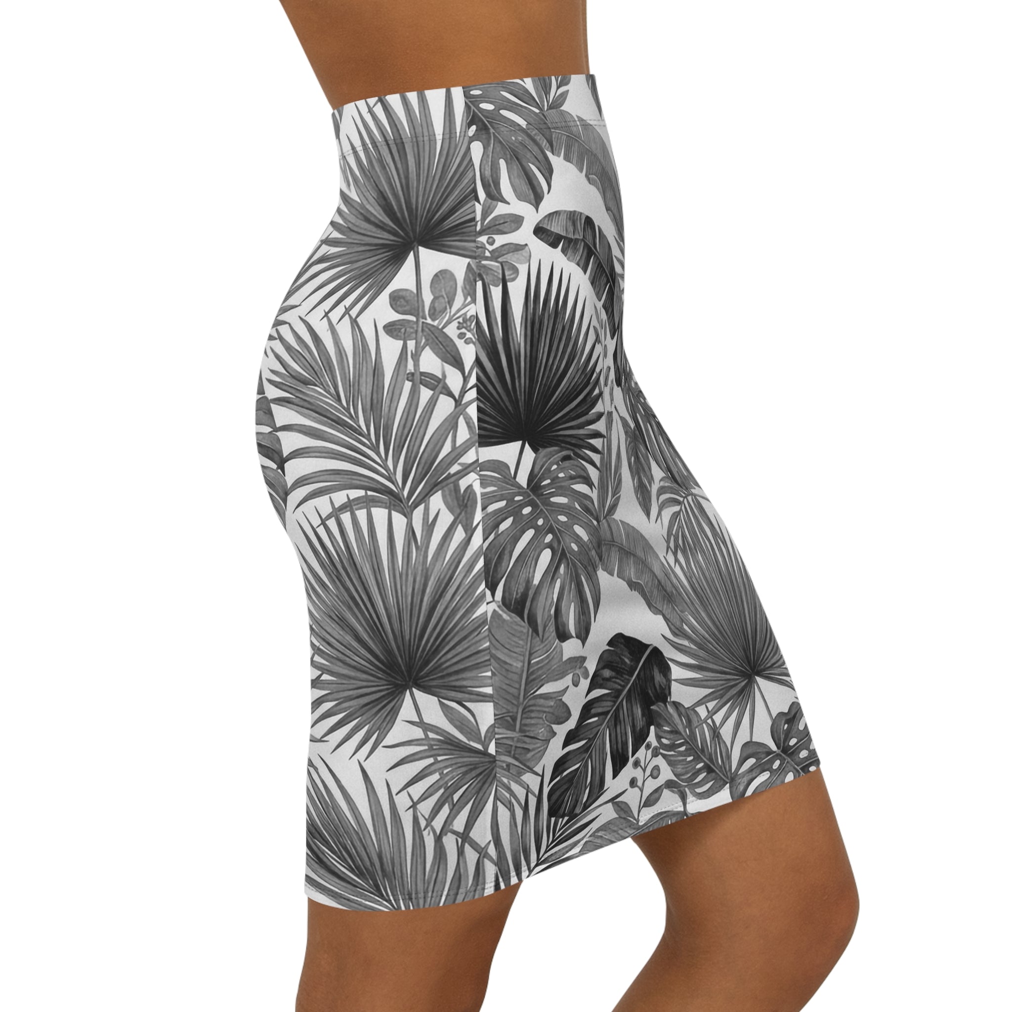 Palms 2 Pencil Skirt — Women's Mid-Waist Slim Fit - Raven Quest Apparel