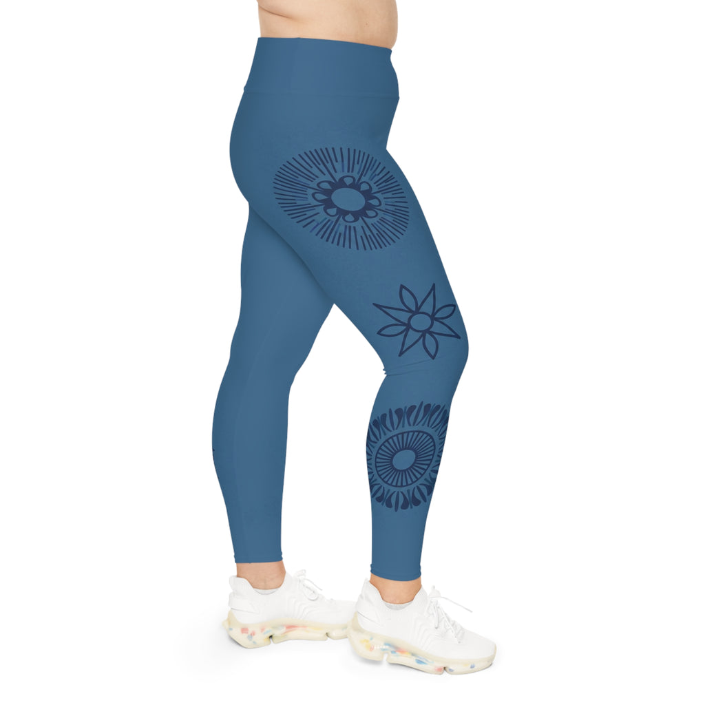 Plus Size Zen Mediterranean Blue Mandala Leggings | Raven Quest Apparel