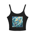 Surf Wave Abstract Tank Top -Vibrant Ocean Art Women's Spaghetti-Strap Crop | Raven Quest - Raven Quest Apparel