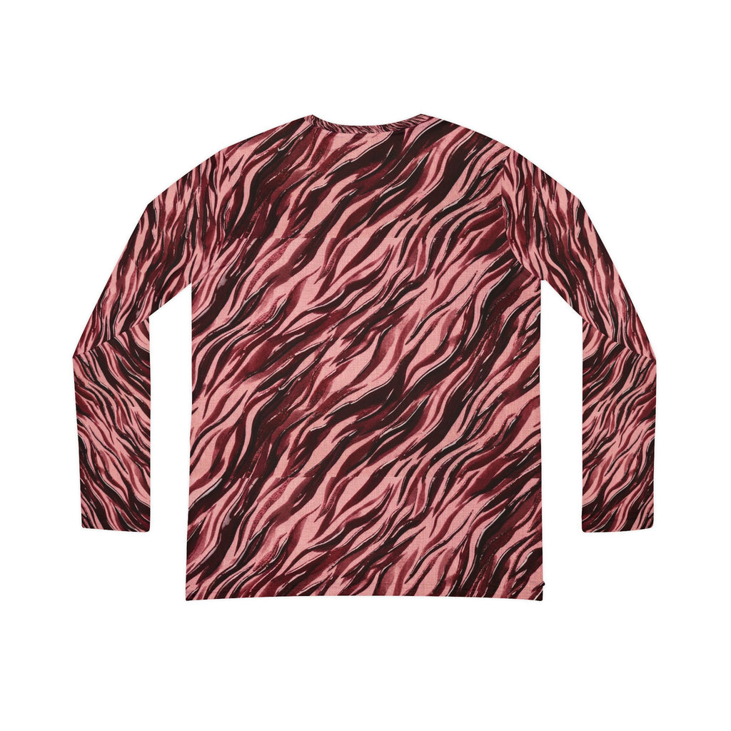 Women's V-Neck Long Sleeve Shirt — Pink & Cranberry Tiger Print All-Over Print | Raven Quest Apparel - Raven Quest Apparel