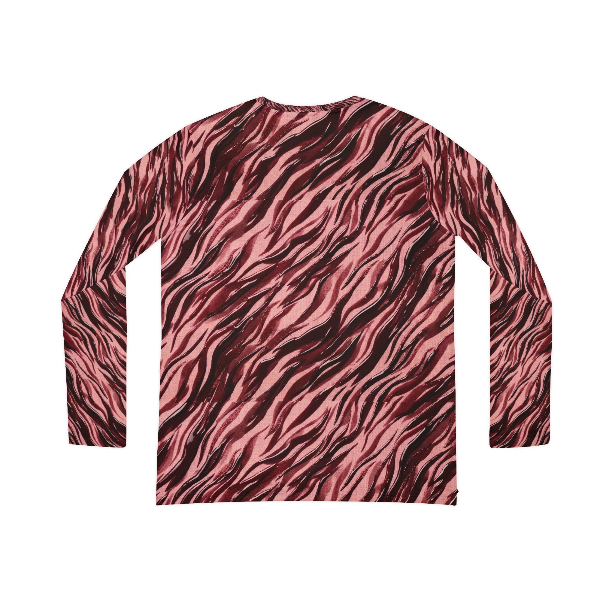 Women's V-Neck Long Sleeve Shirt — Pink & Cranberry Tiger Print All-Over Print | Raven Quest Apparel - Raven Quest Apparel