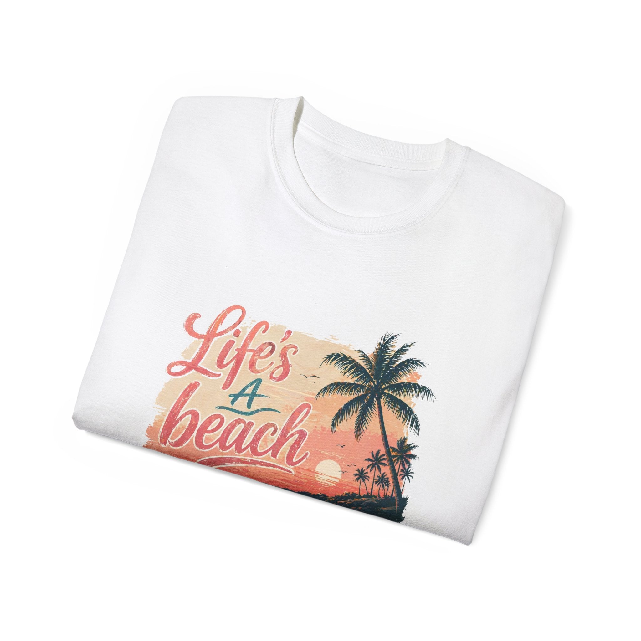 Life's a Beach T-Shirt – Retro Sunset Palm Beach Graphic Tee