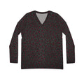 Women's V-Neck Long Sleeve Leopard Print Shirt — Burgundy Black All-Over Print - Raven Quest Apparel