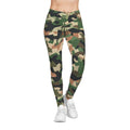 Camo Print Women's Leggings — All-Over Green Camouflage Activewear
